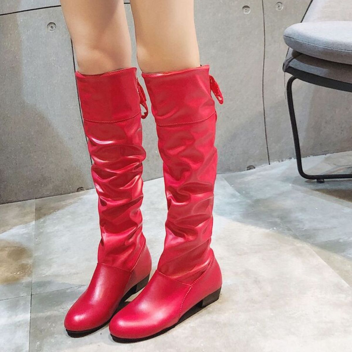 Round Toe Low Heel Boots