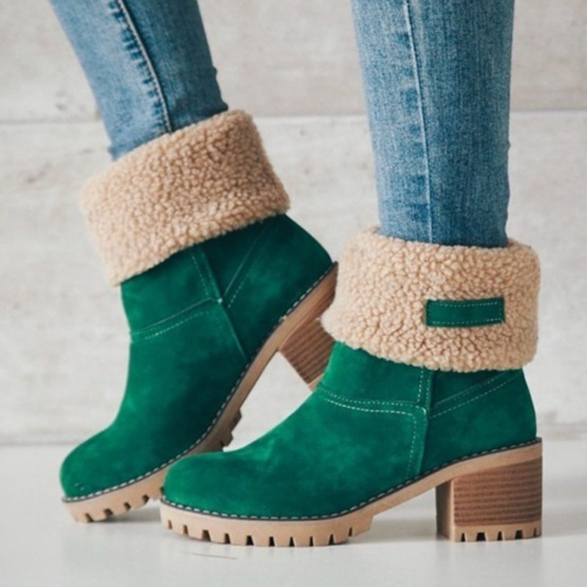 Round Toe Block Heels Boots