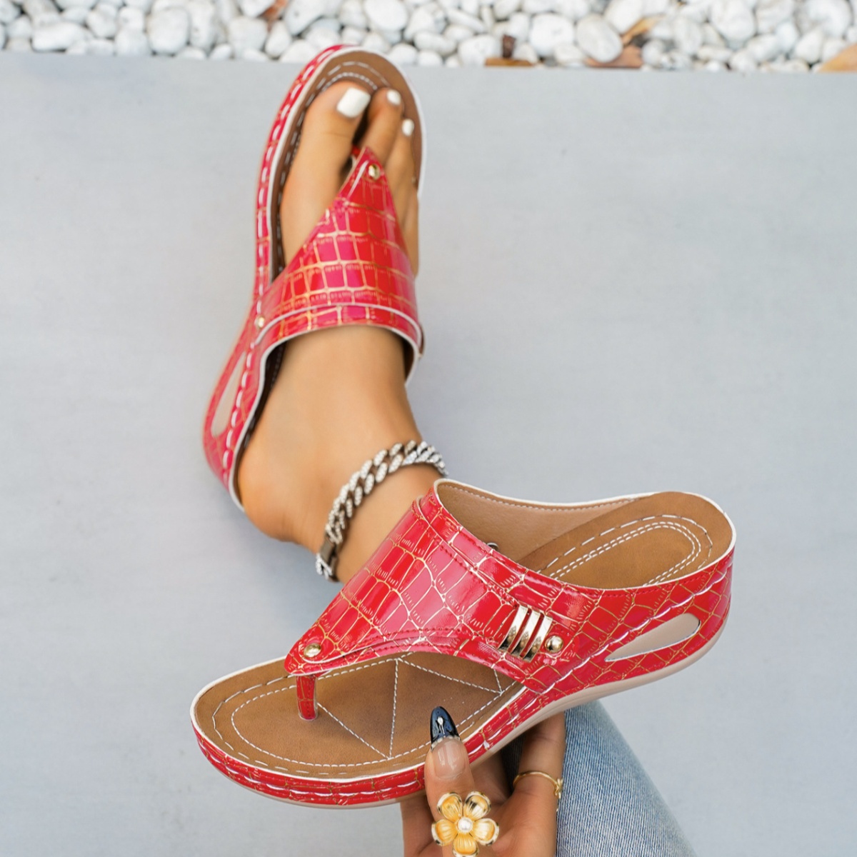 Toe Post Wedge Sandals