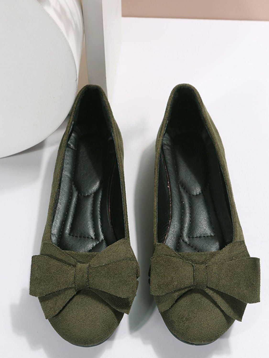 Bow Solid Color Round Toe Flat Slip-Ons