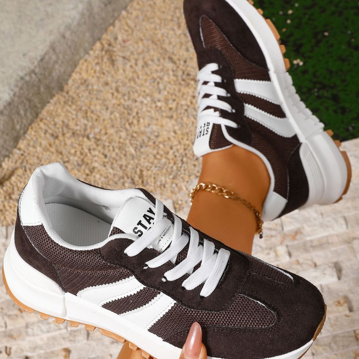 Round Toe Lace Up Sneakers