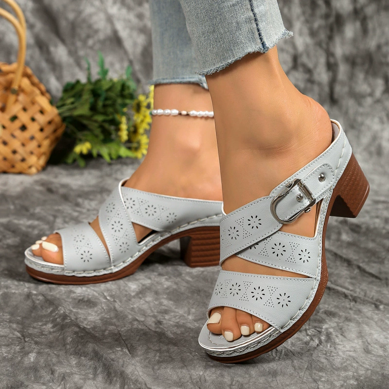Open Toe Block Heels Sandals
