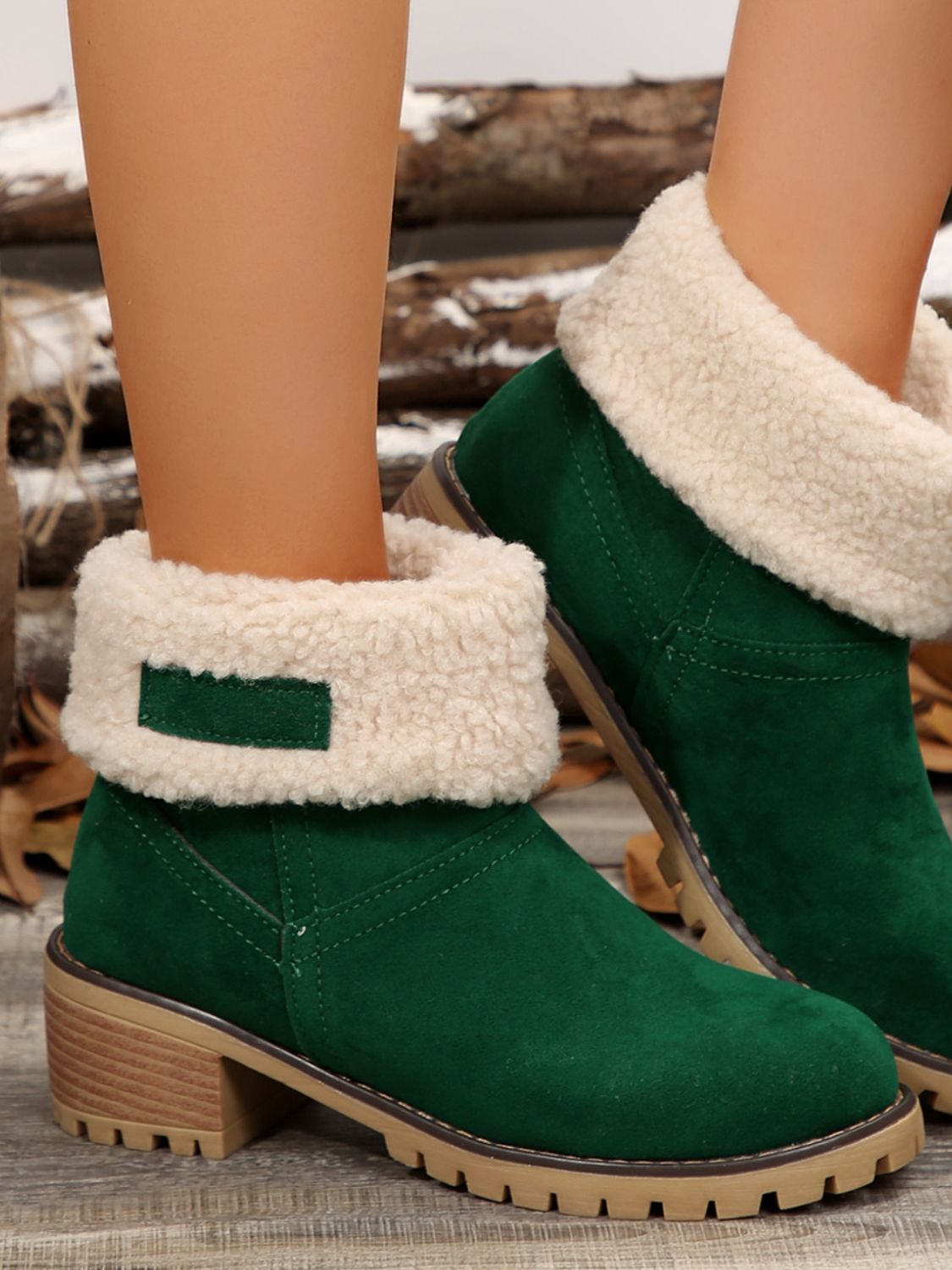 Thermal Fuzzy Block Heel Boots