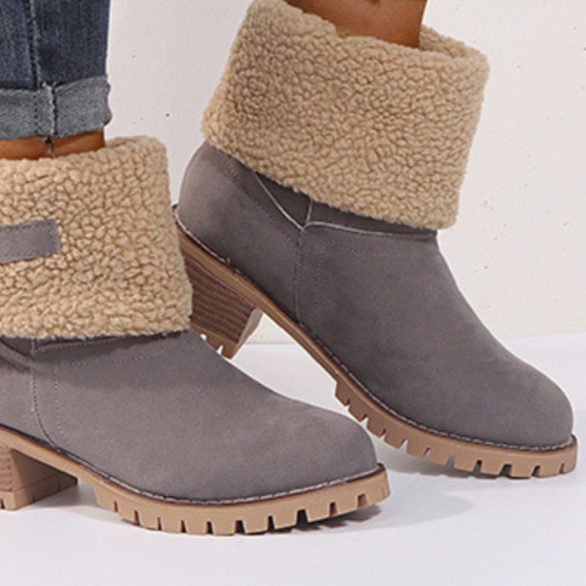 Round Toe Block Heels Boots