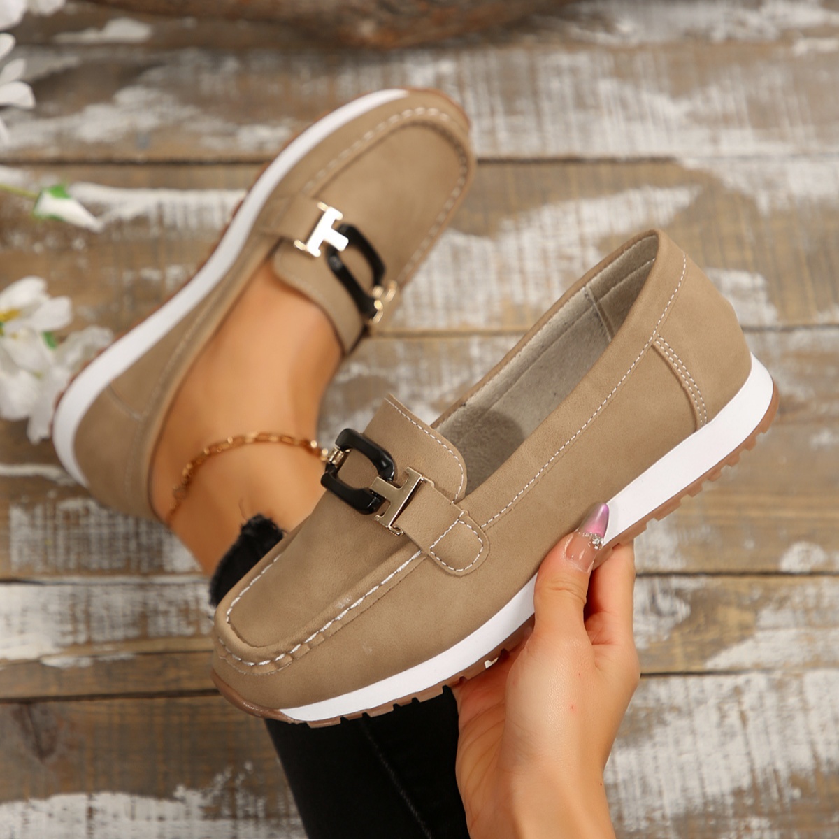 Buckle Decor Casual Slip-Ons