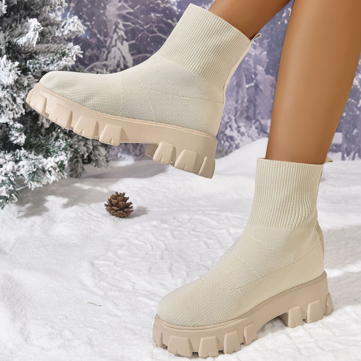 Round Toe Block Heels Boots