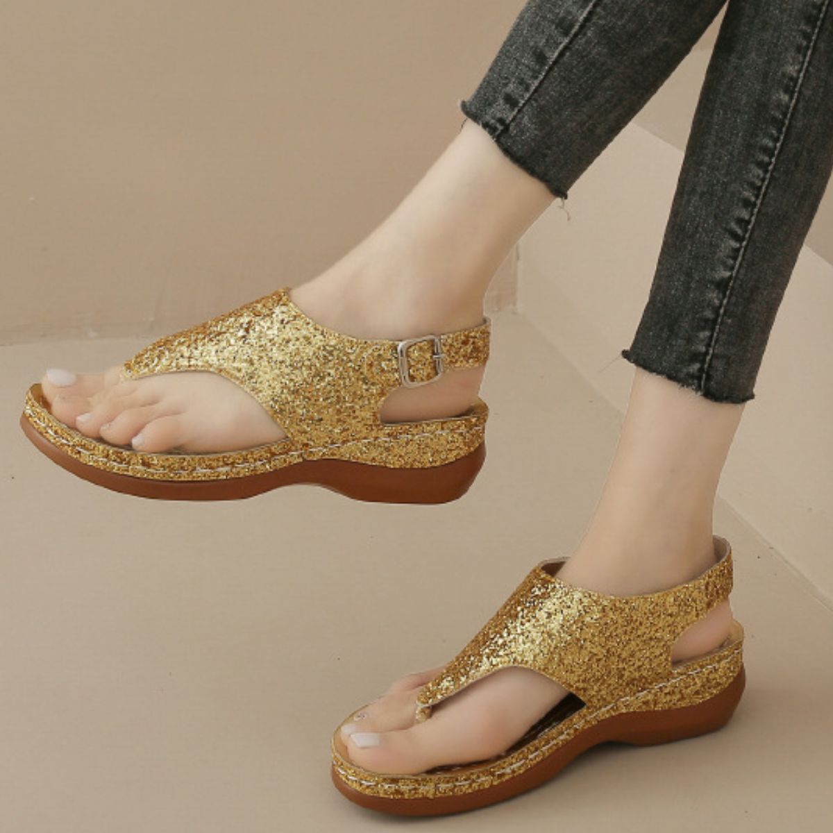 Toe Post Wedge Sandals
