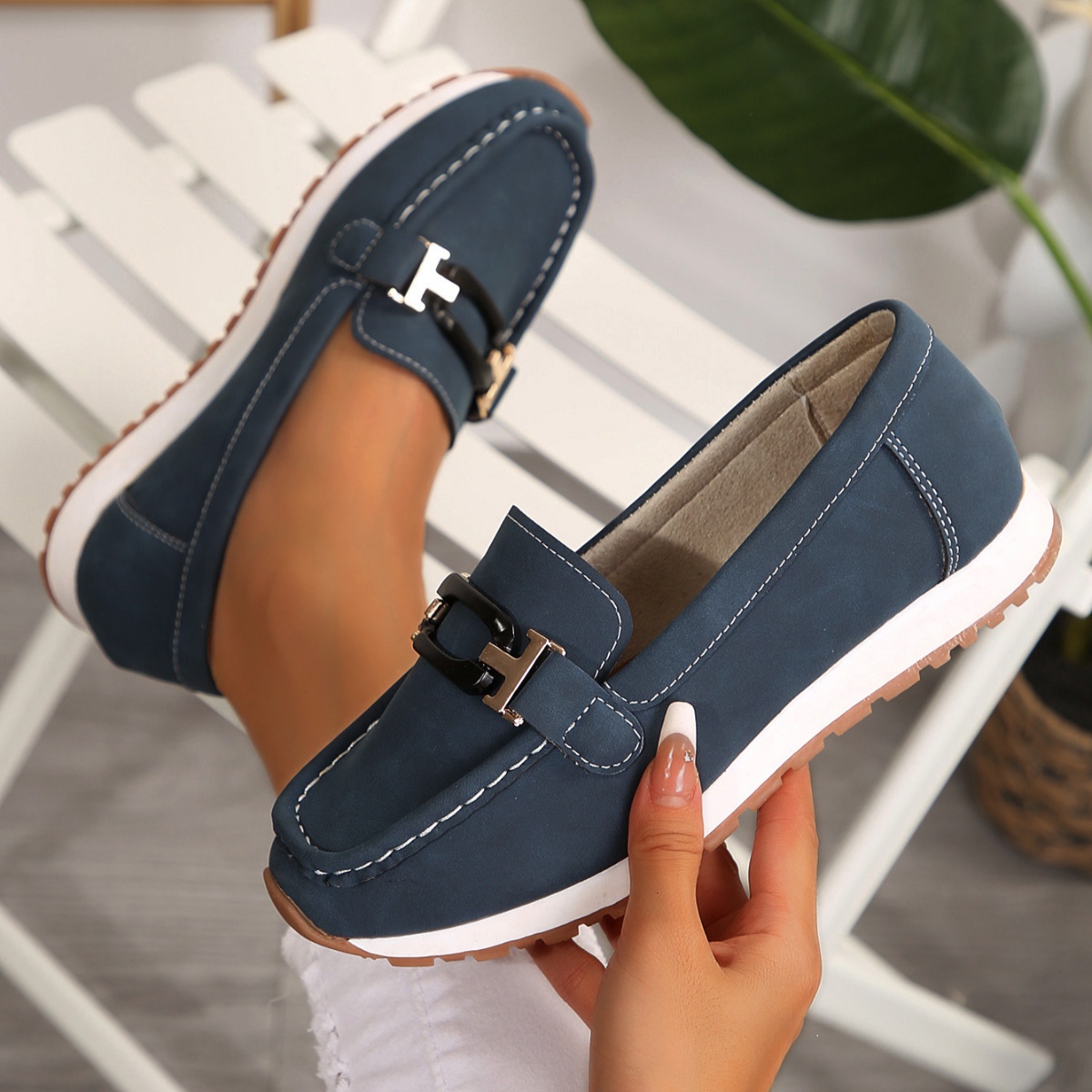 Buckle Decor Casual Slip-Ons
