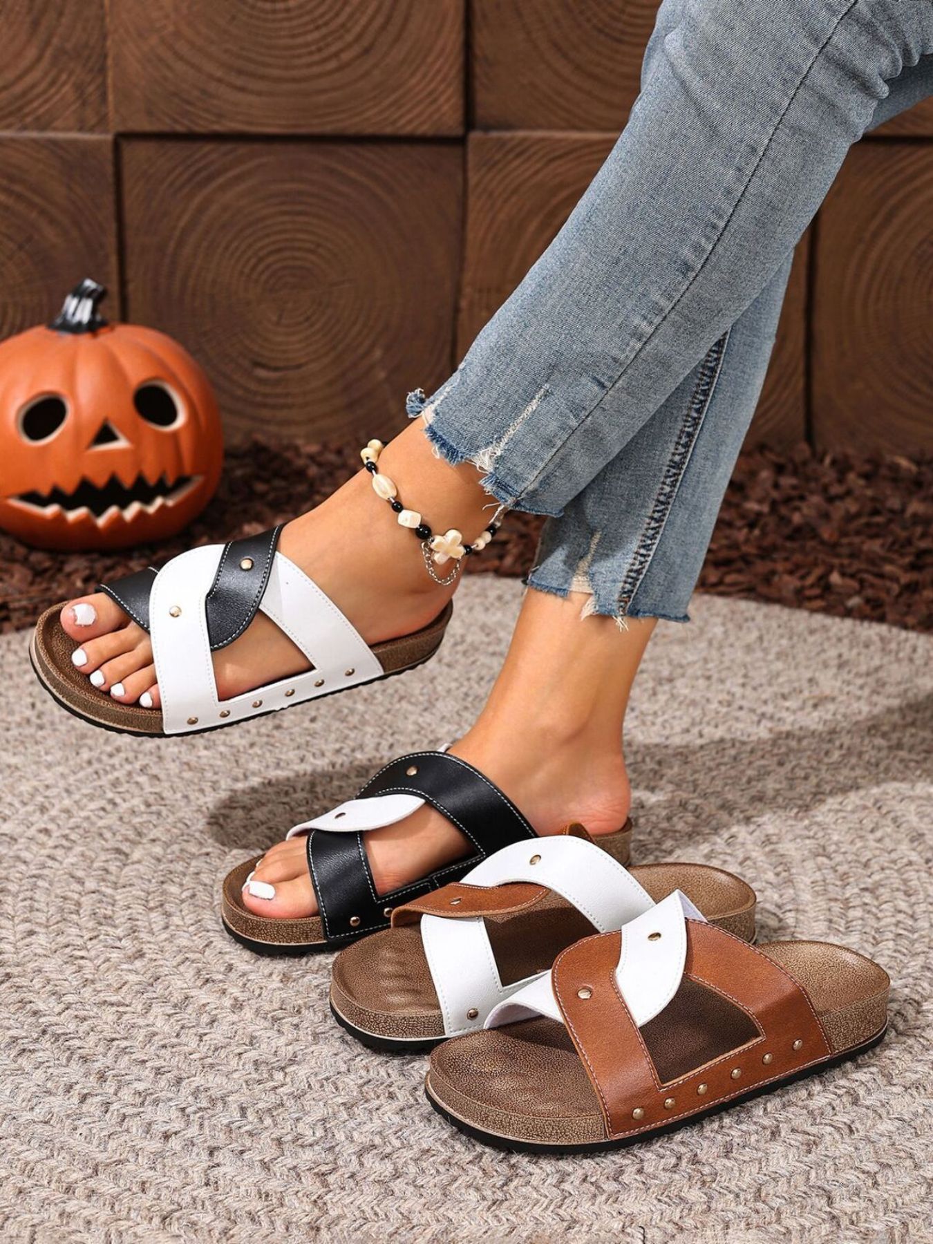 Contrast Open Toe Platform Sandals