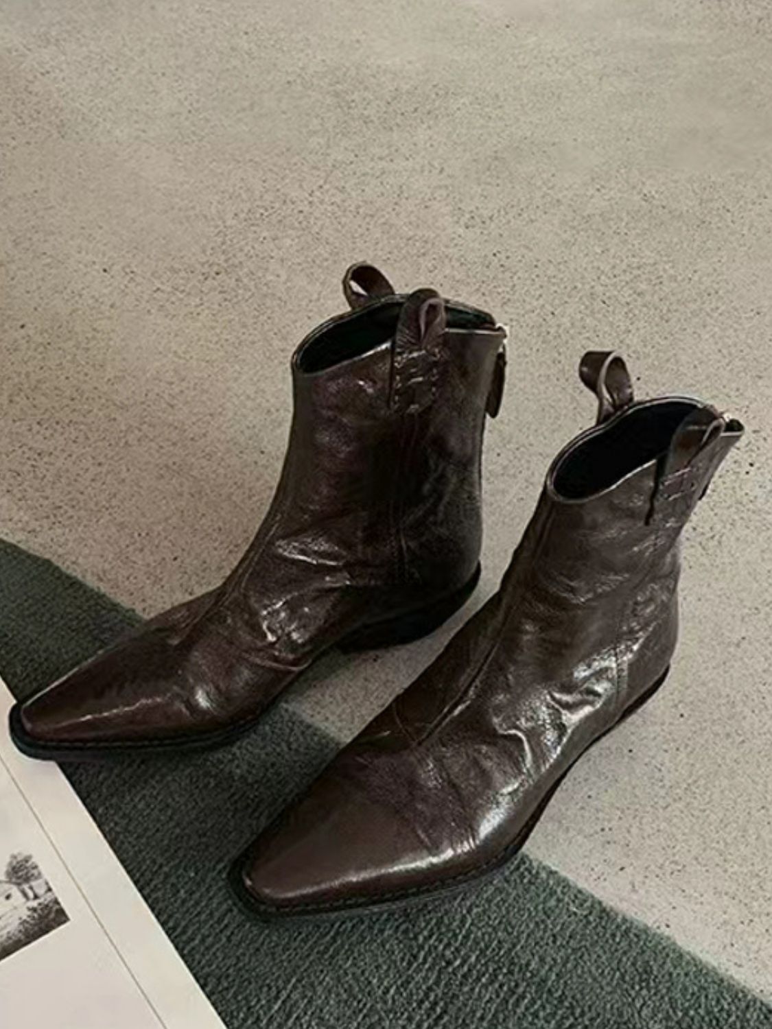 Point Toe Block Heels Boots