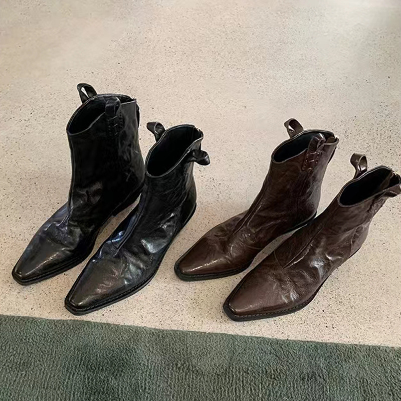 Point Toe Block Heels Boots