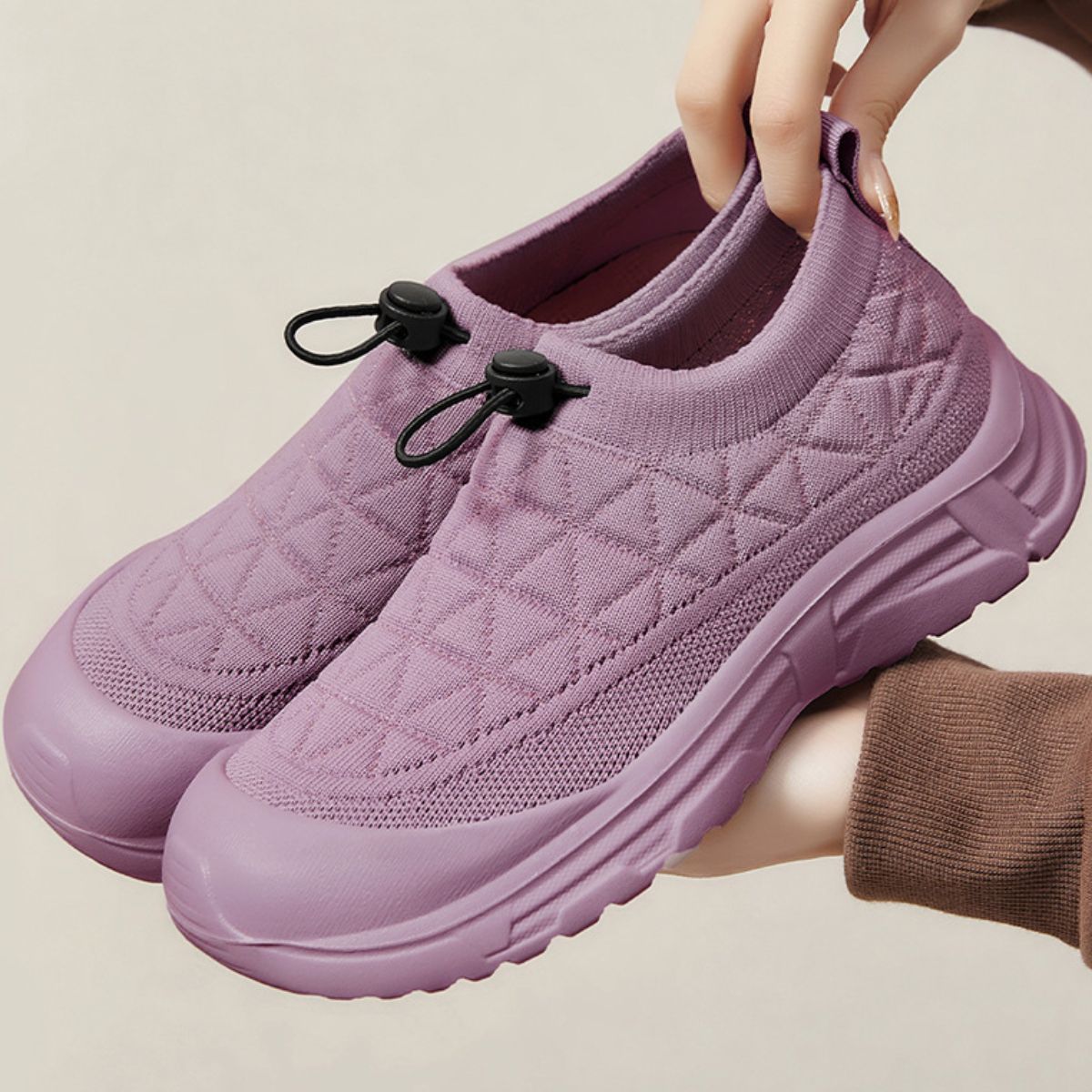 Drawstring Mesh Round Toe Sneakers