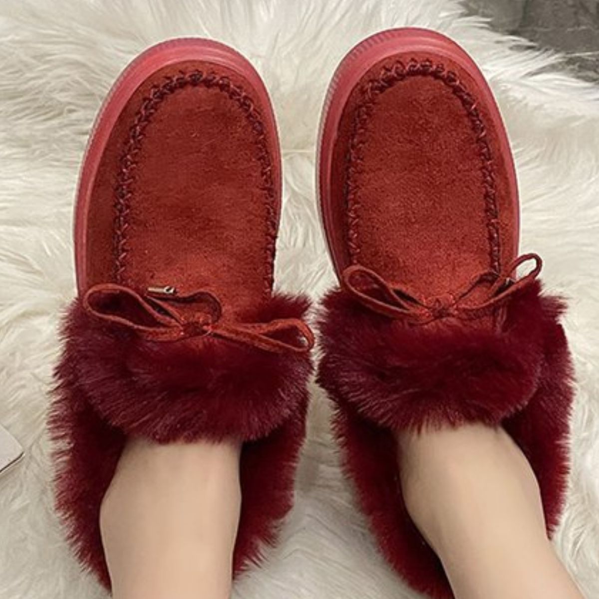 Fuzzy Round Toe Slip-Ons
