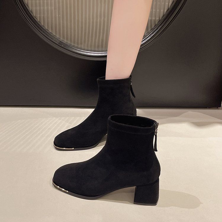 Square Toe Block Heels Boots
