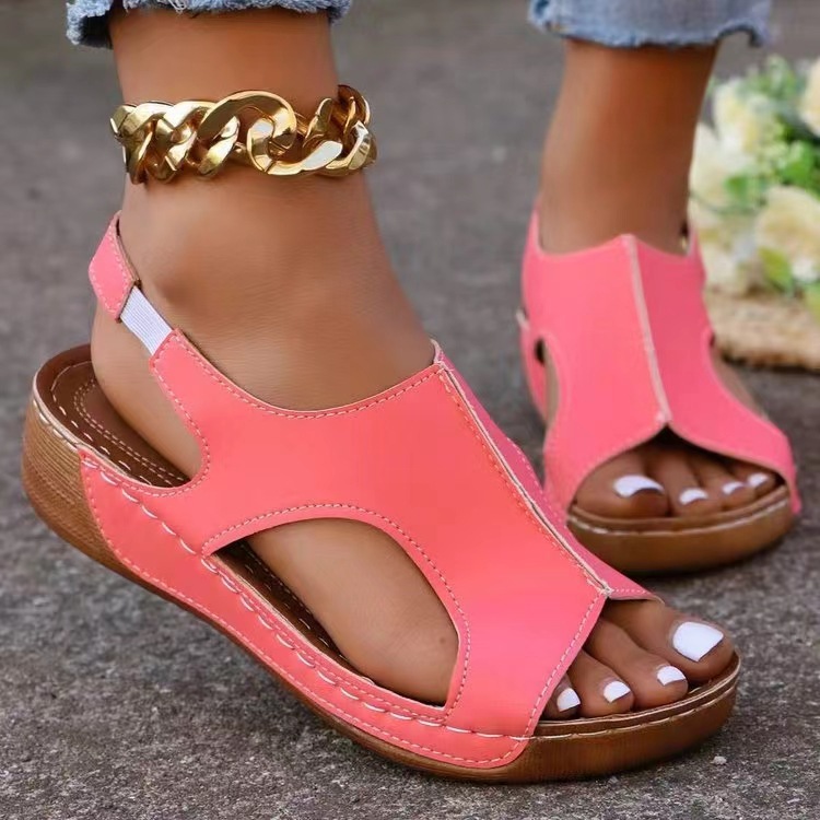 Peep Toe Cutout Wedge Sandals