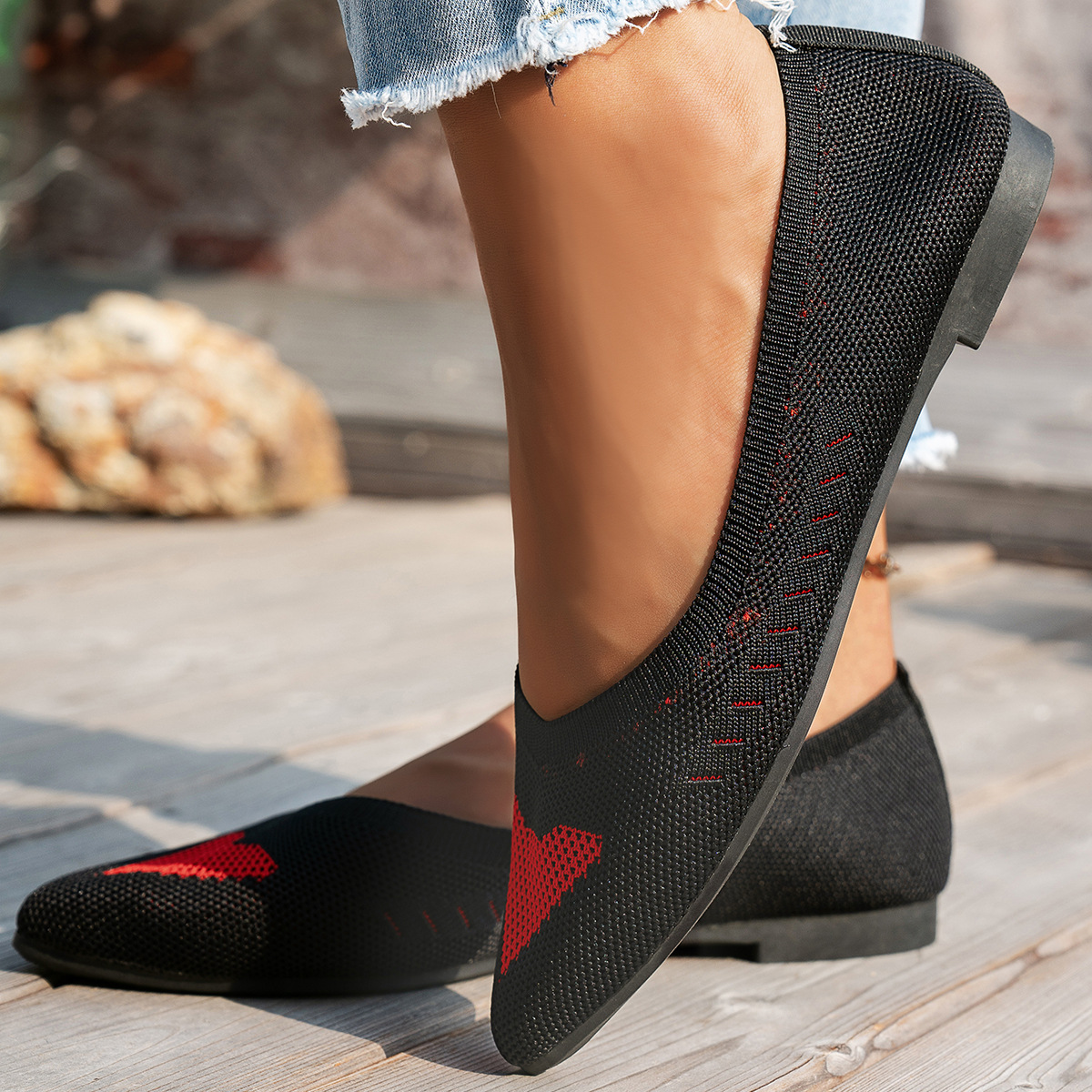 Mesh Point Toe Flat Slip-Ons