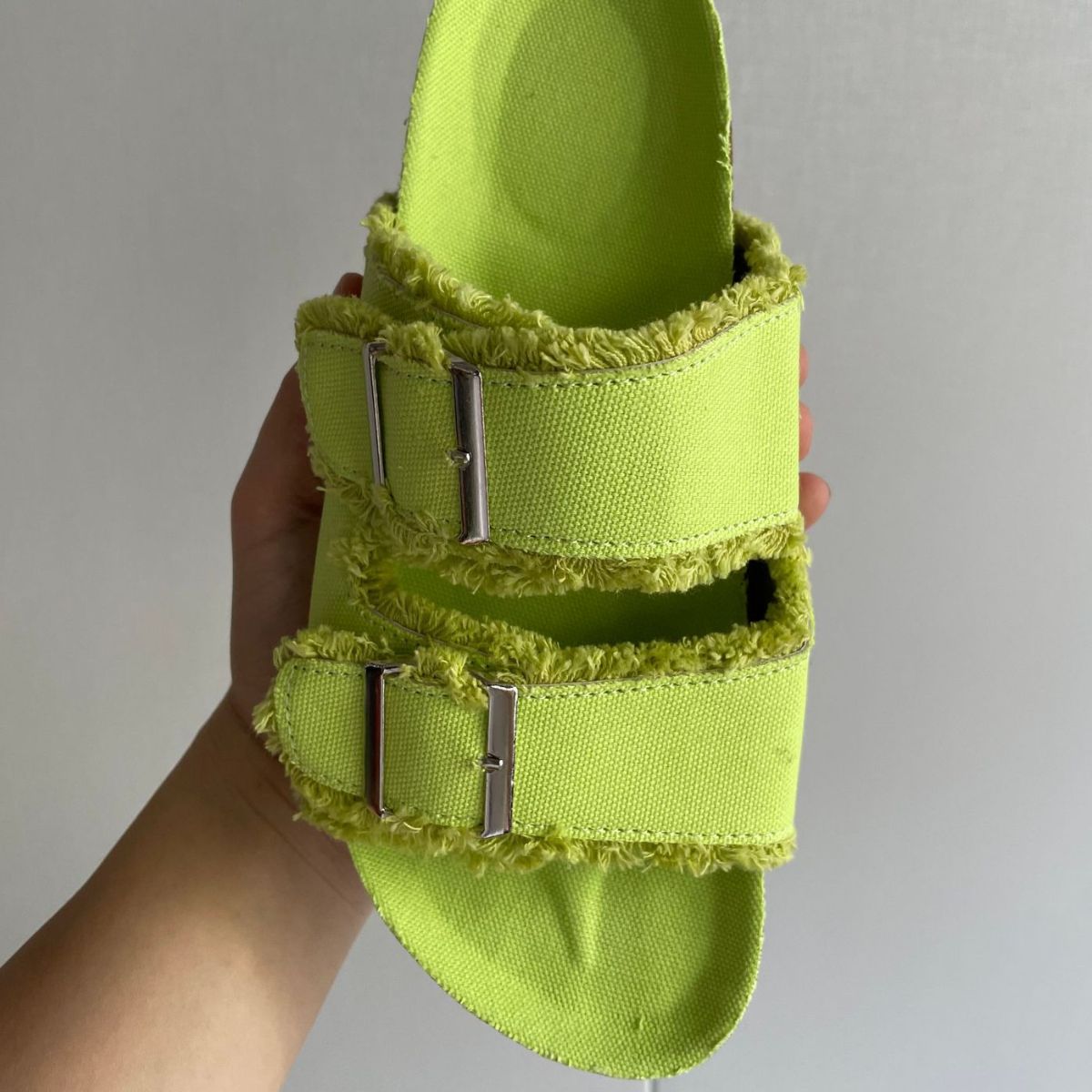 Frayed Edge Buckle Sandals