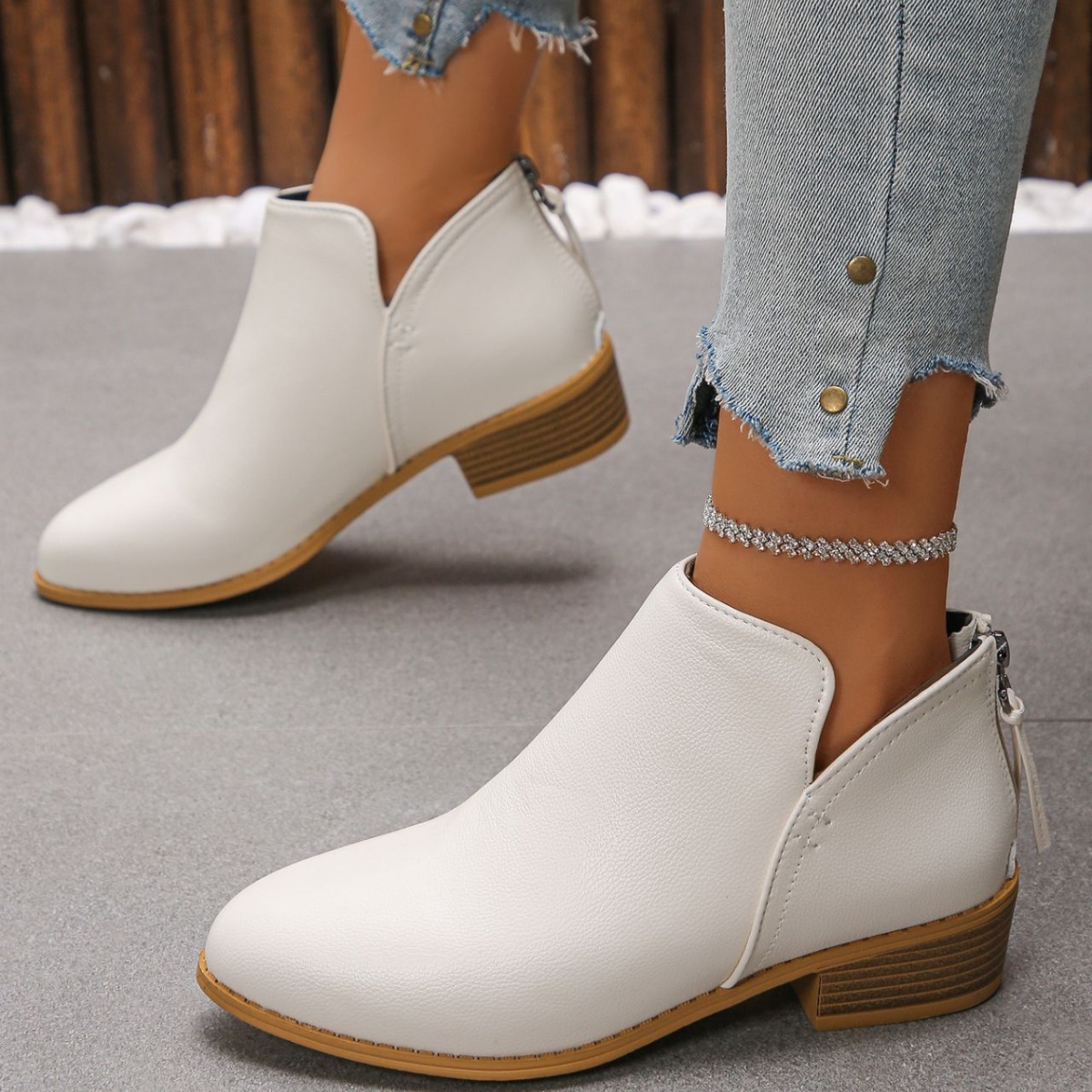 Point Toe Block Heels Boots