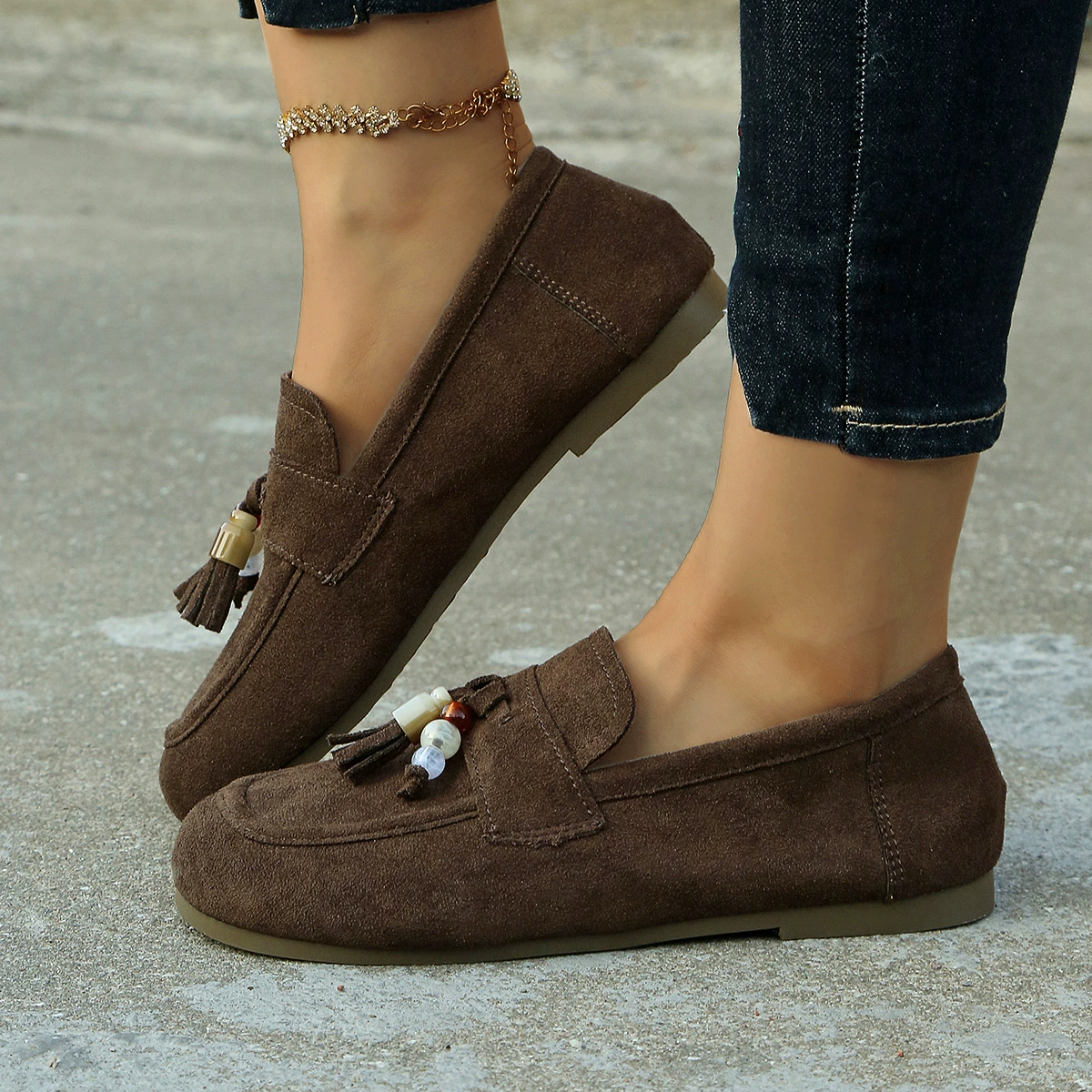Tassel Round Toe Slip-Ons
