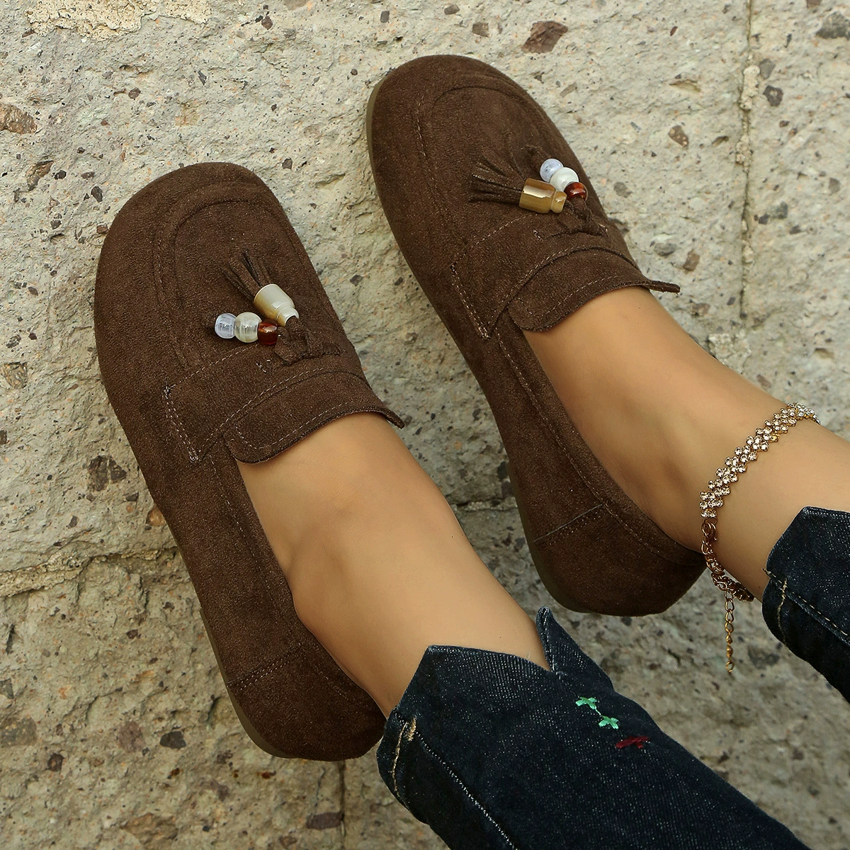 Tassel Round Toe Slip-Ons