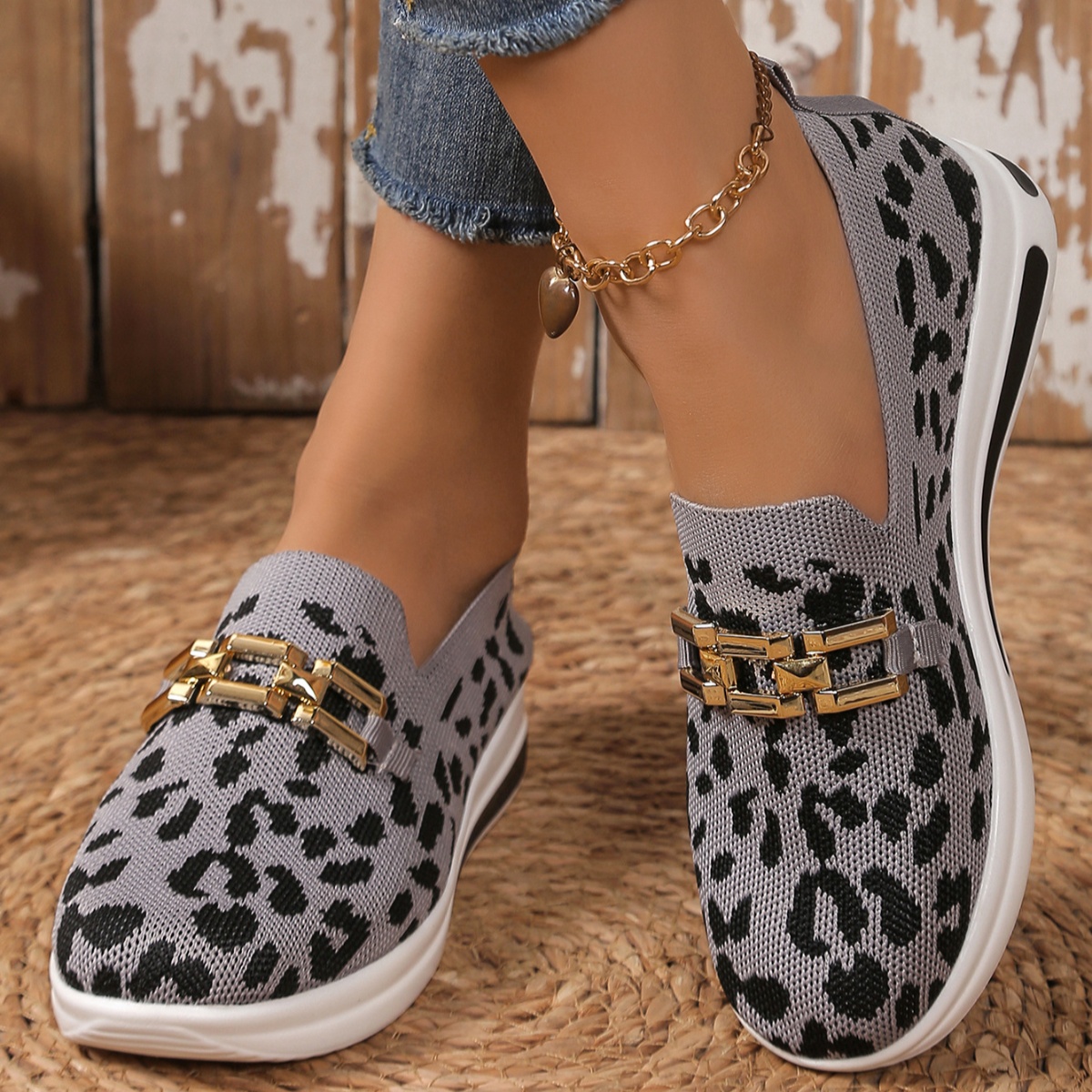 Leopard Round Toe Slip-Ons