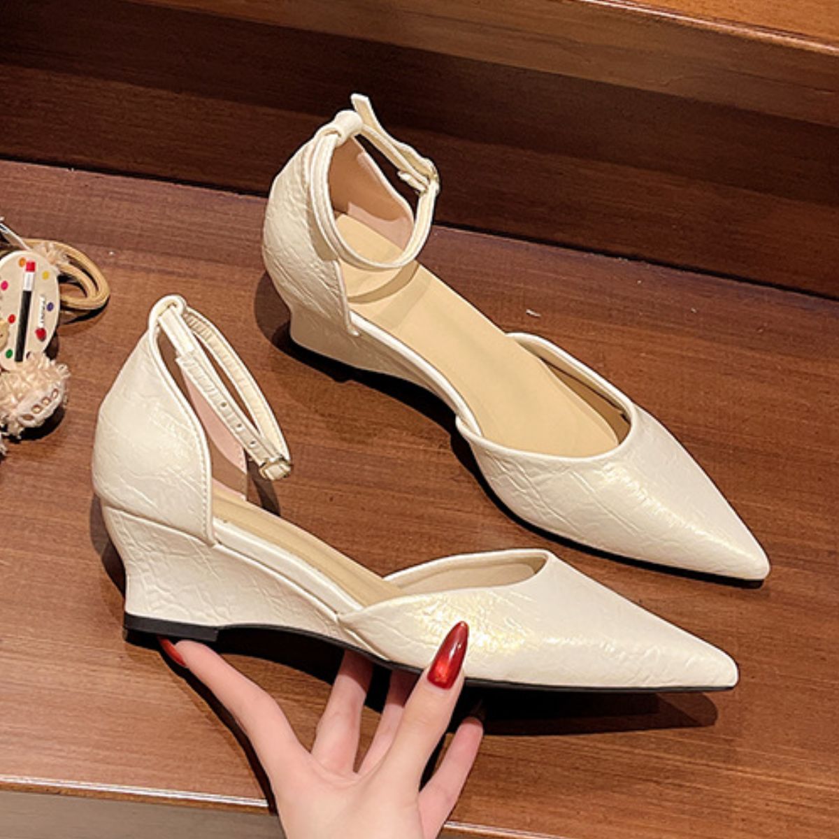 Pointed-Toe Ankle Strap Pumps