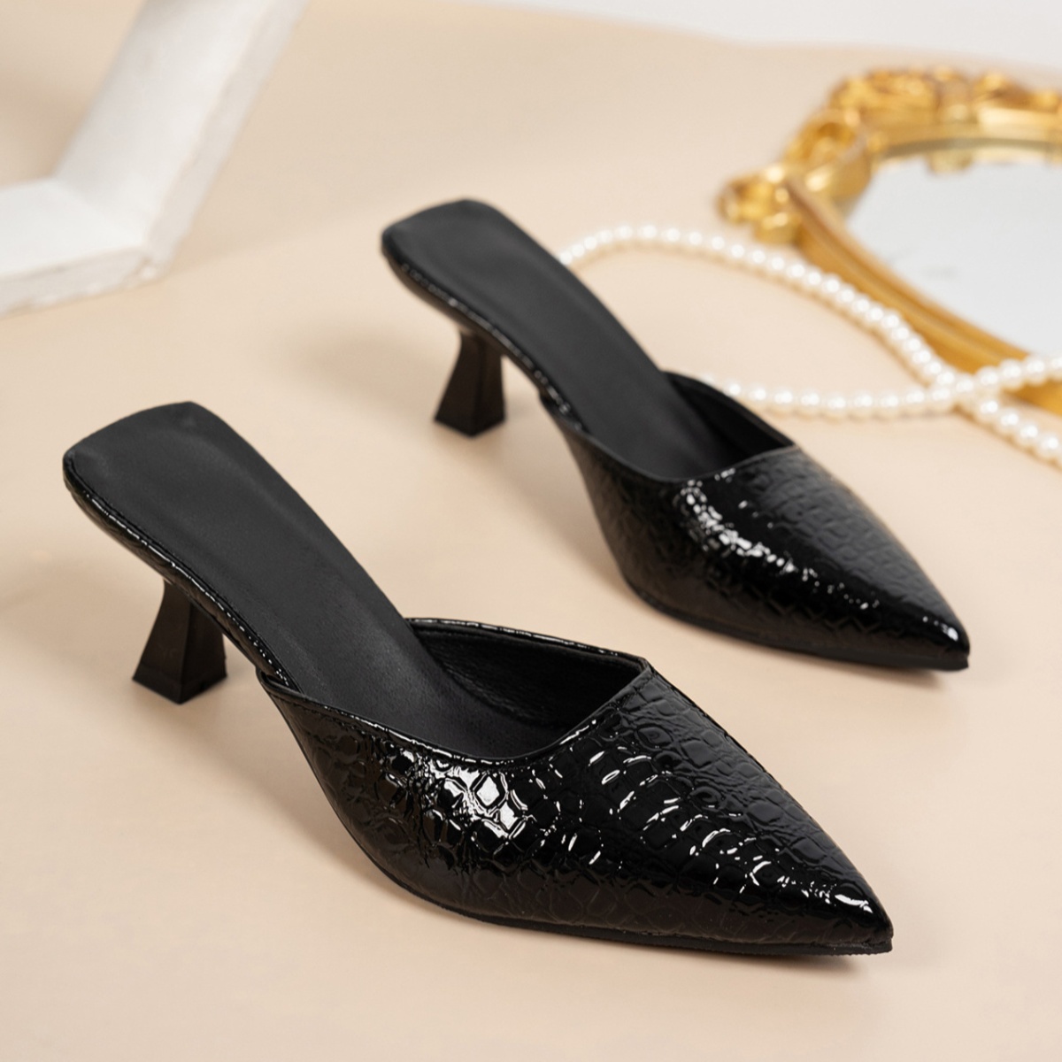 Point Toe Flare Heels Sandals
