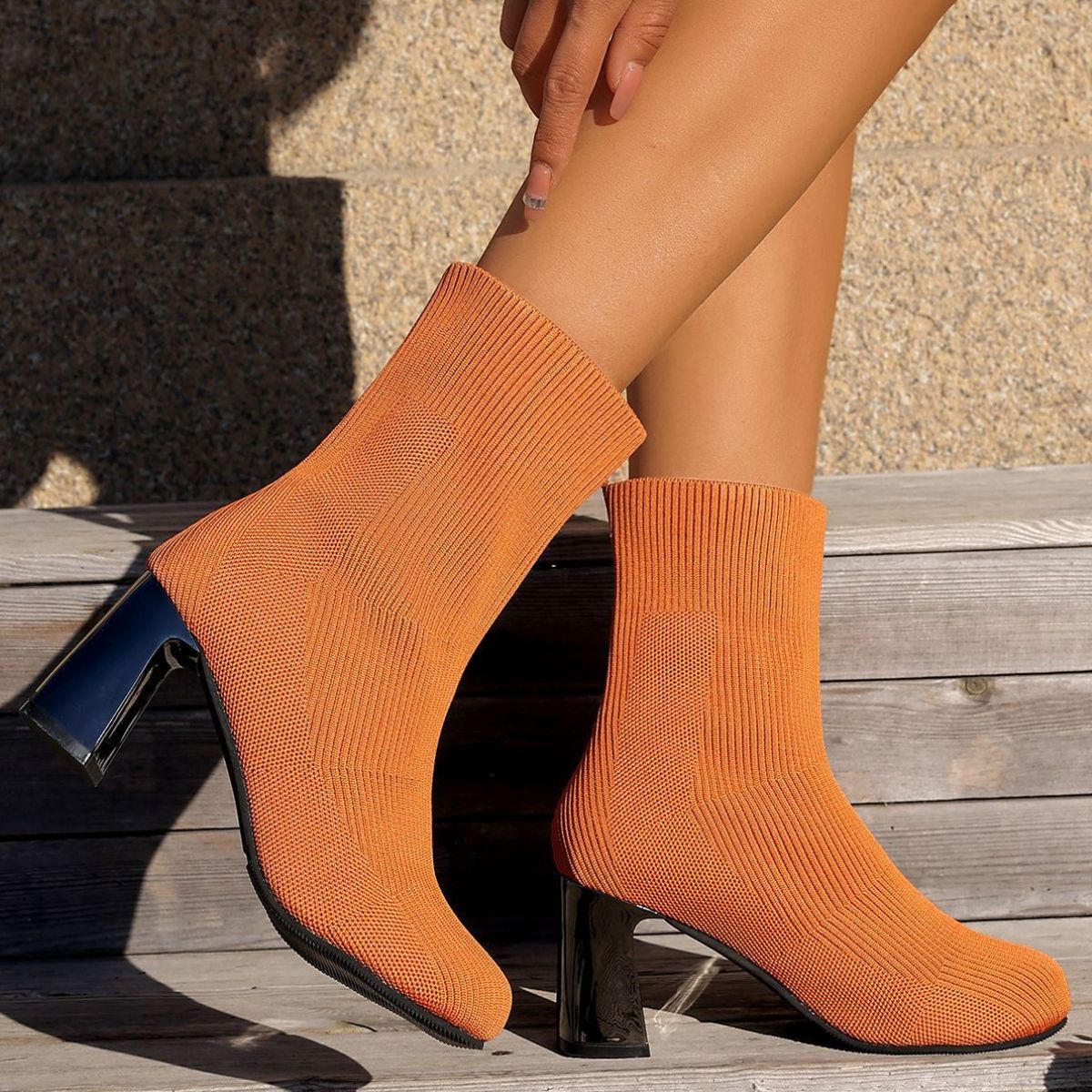 Round Toe Block Heels Boots