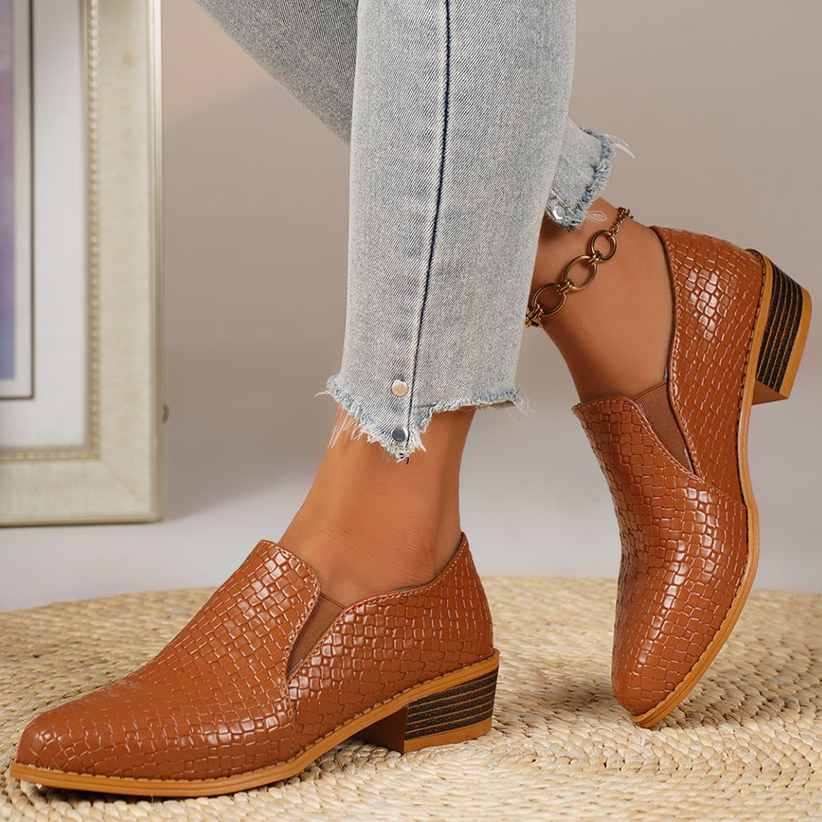 Point Toe Block Heels Loafers