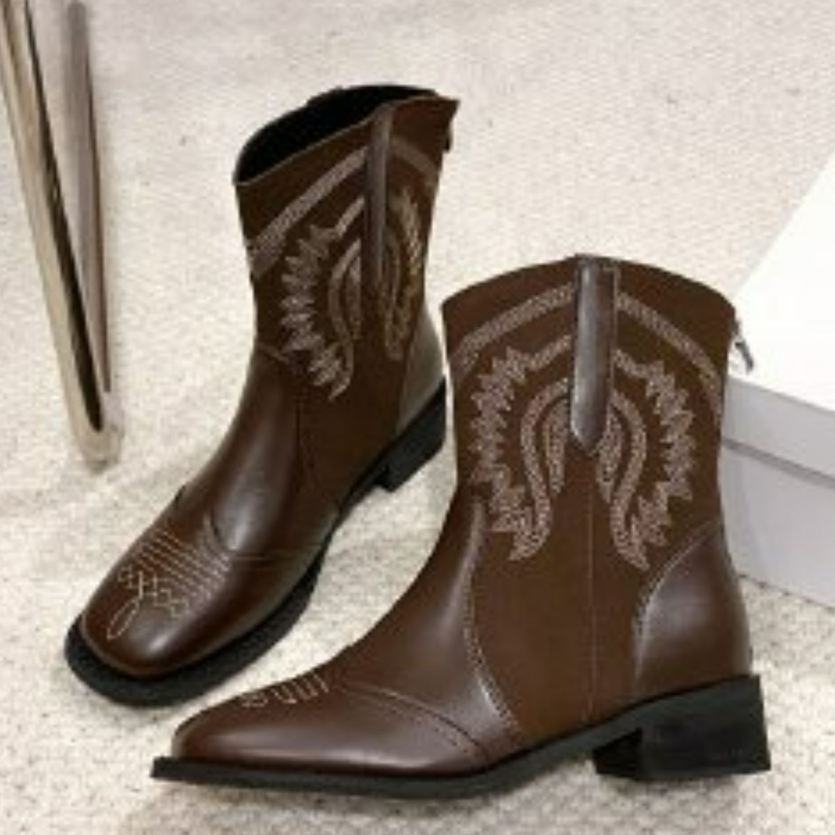 Square Toe Block Heels Boots