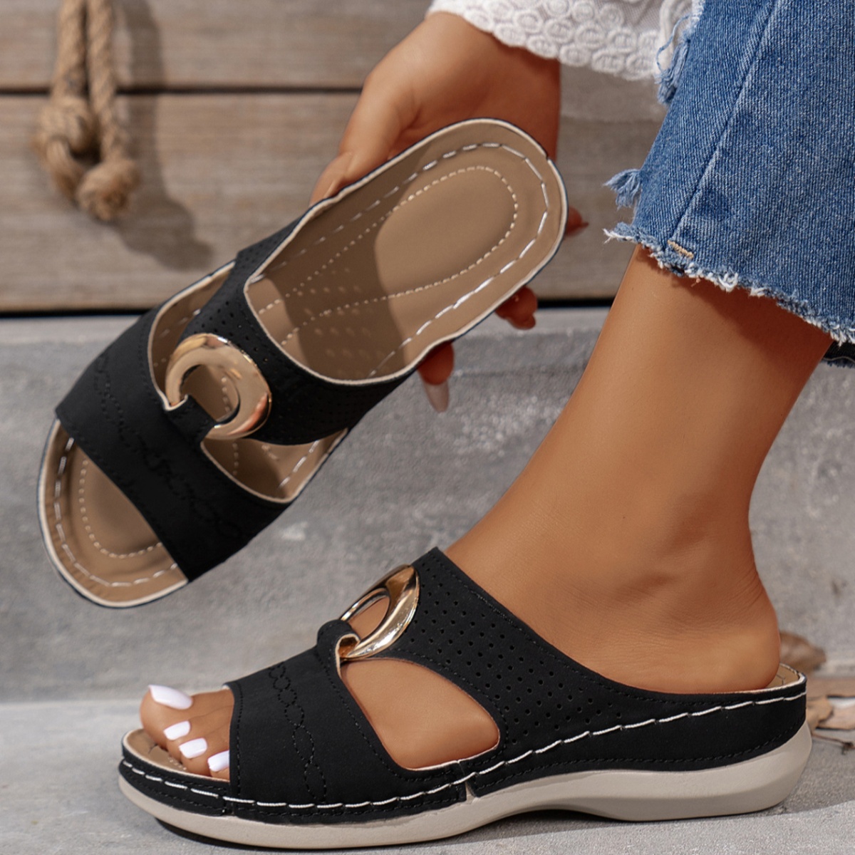 Cutout Open Toe Sandals