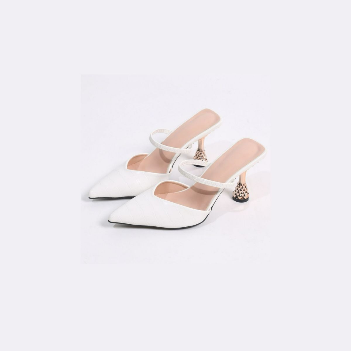 Textured Point Toe Mid Heel Pumps