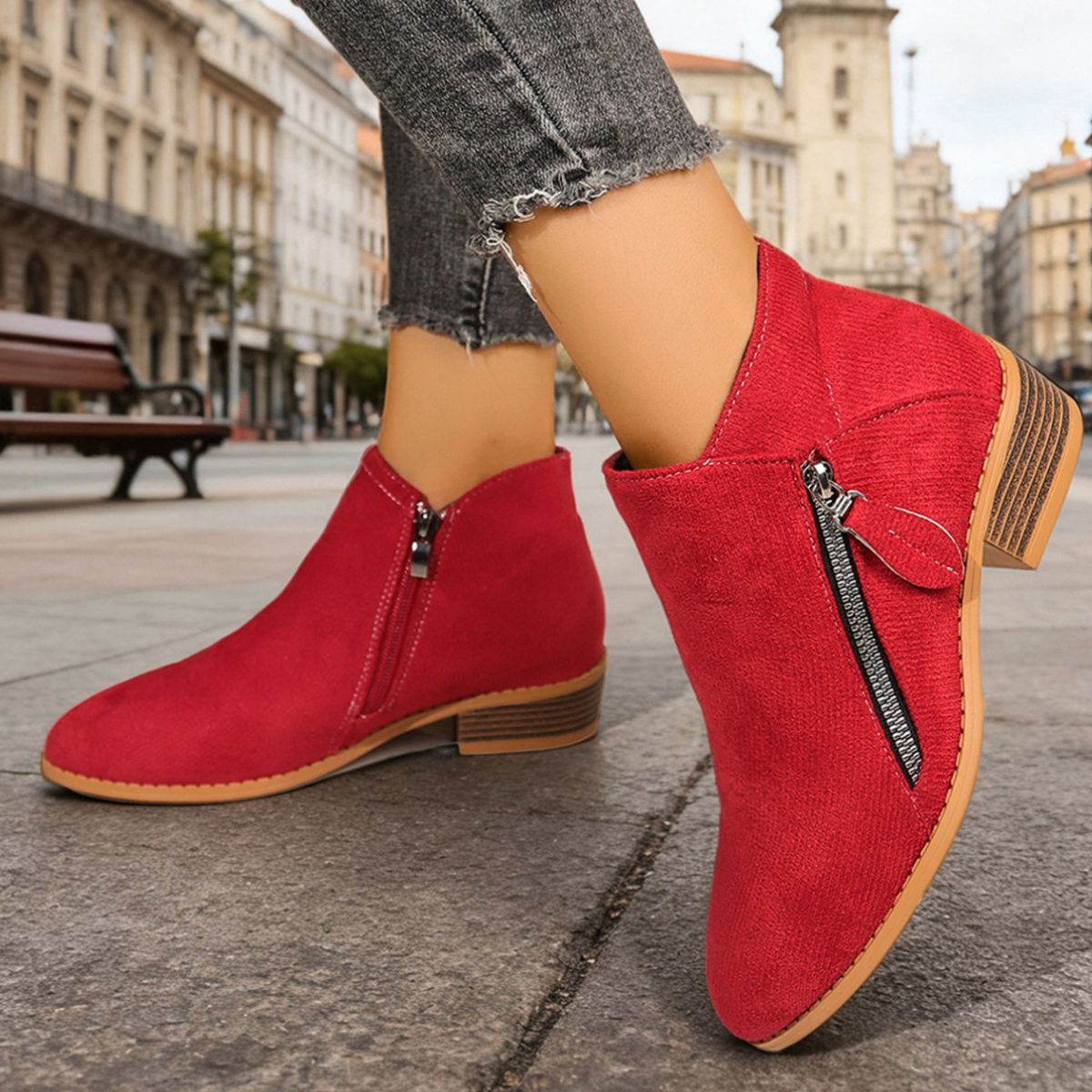 Point Toe Block Heels Boots