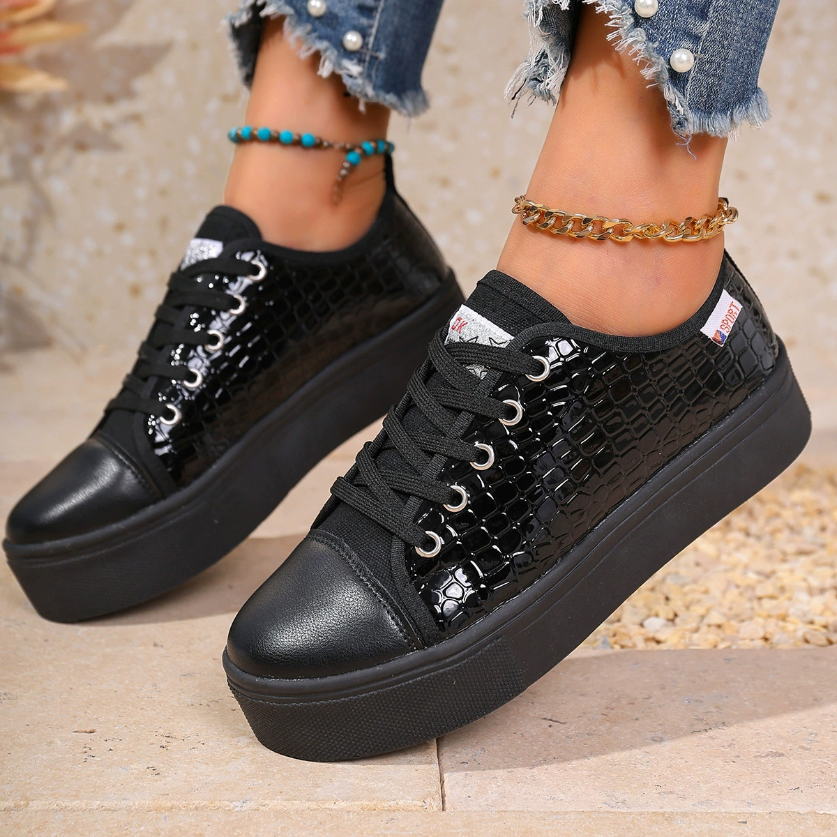 Round Toe Platform Sneakers