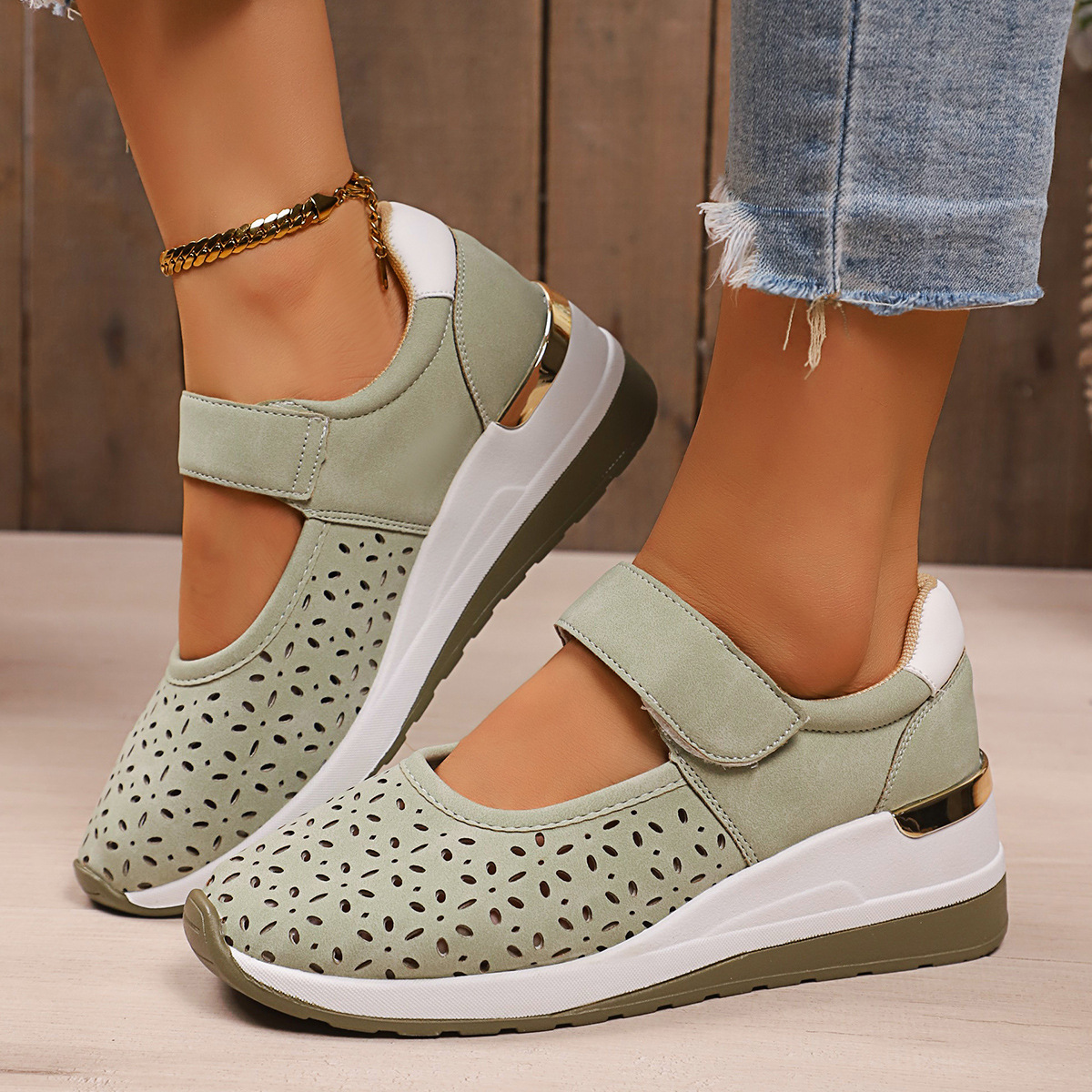 Round Toe Wedge Sneakers