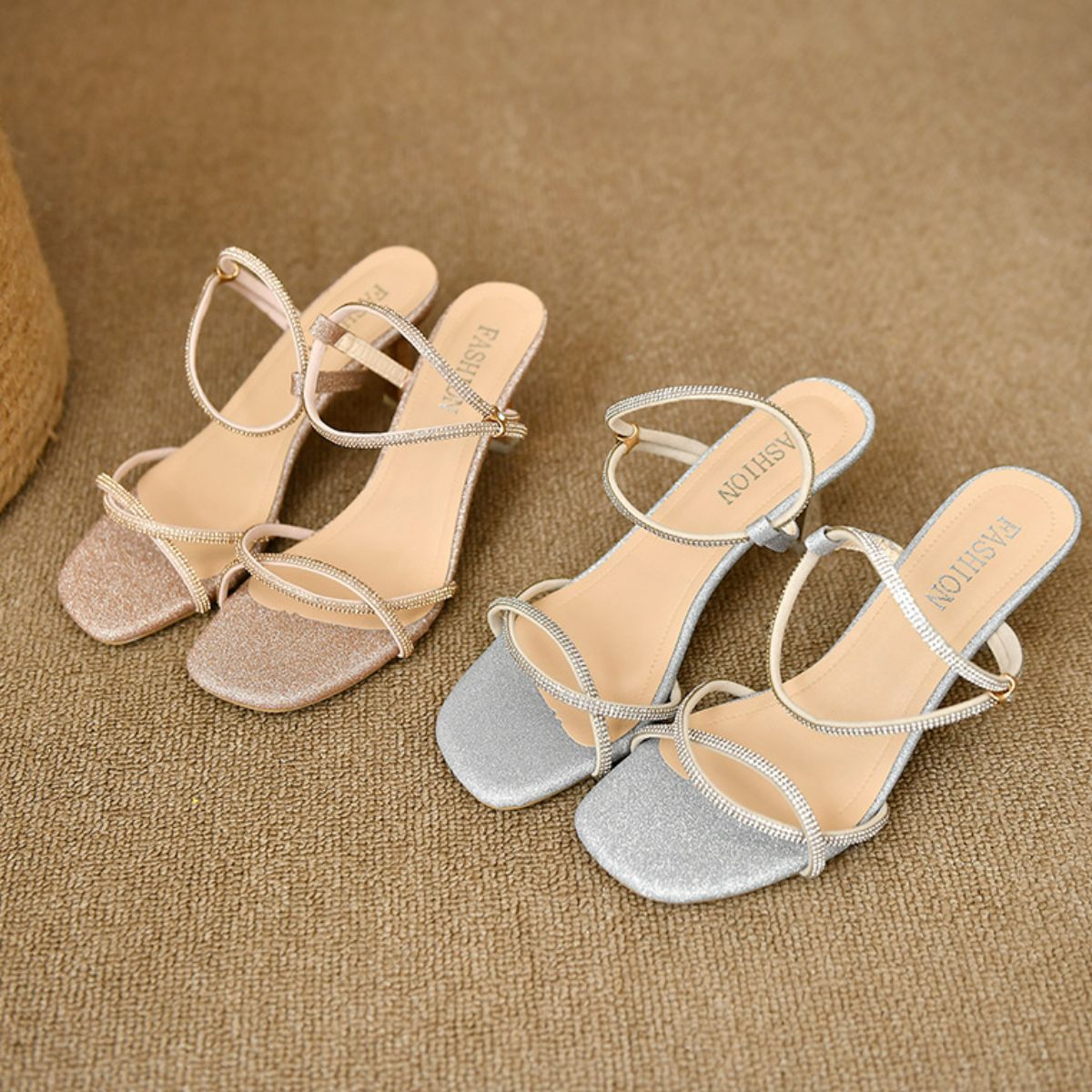 Open Toe Kitten Heels Sandals