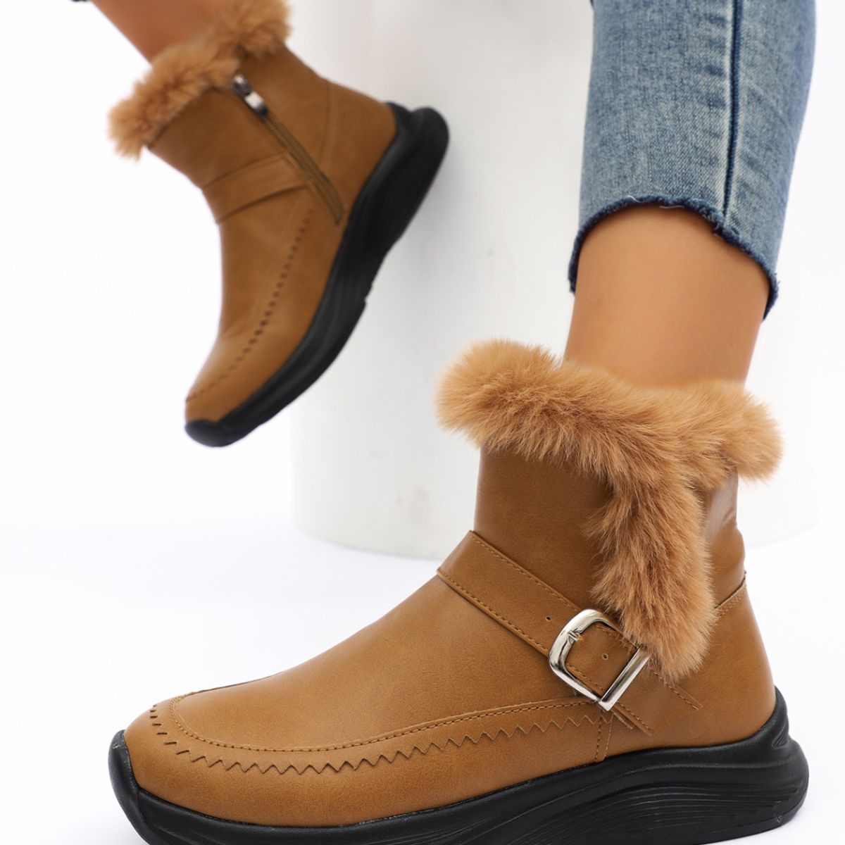 Faux Fur Lined Winter Ankle Boots