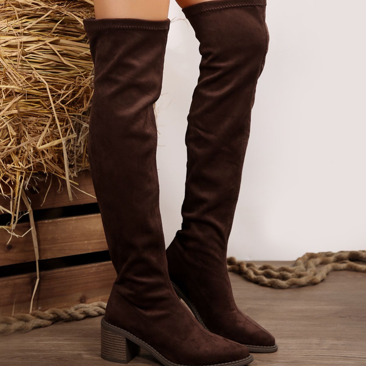 Point Toe Block Heels Boots