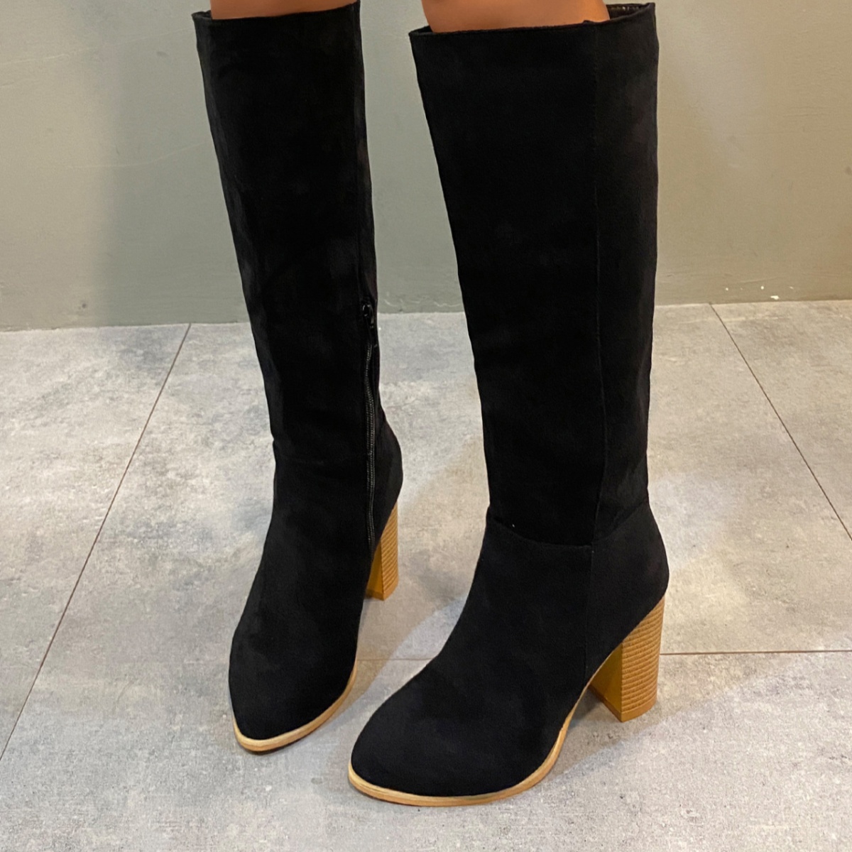 Point Toe Block Heels Boots