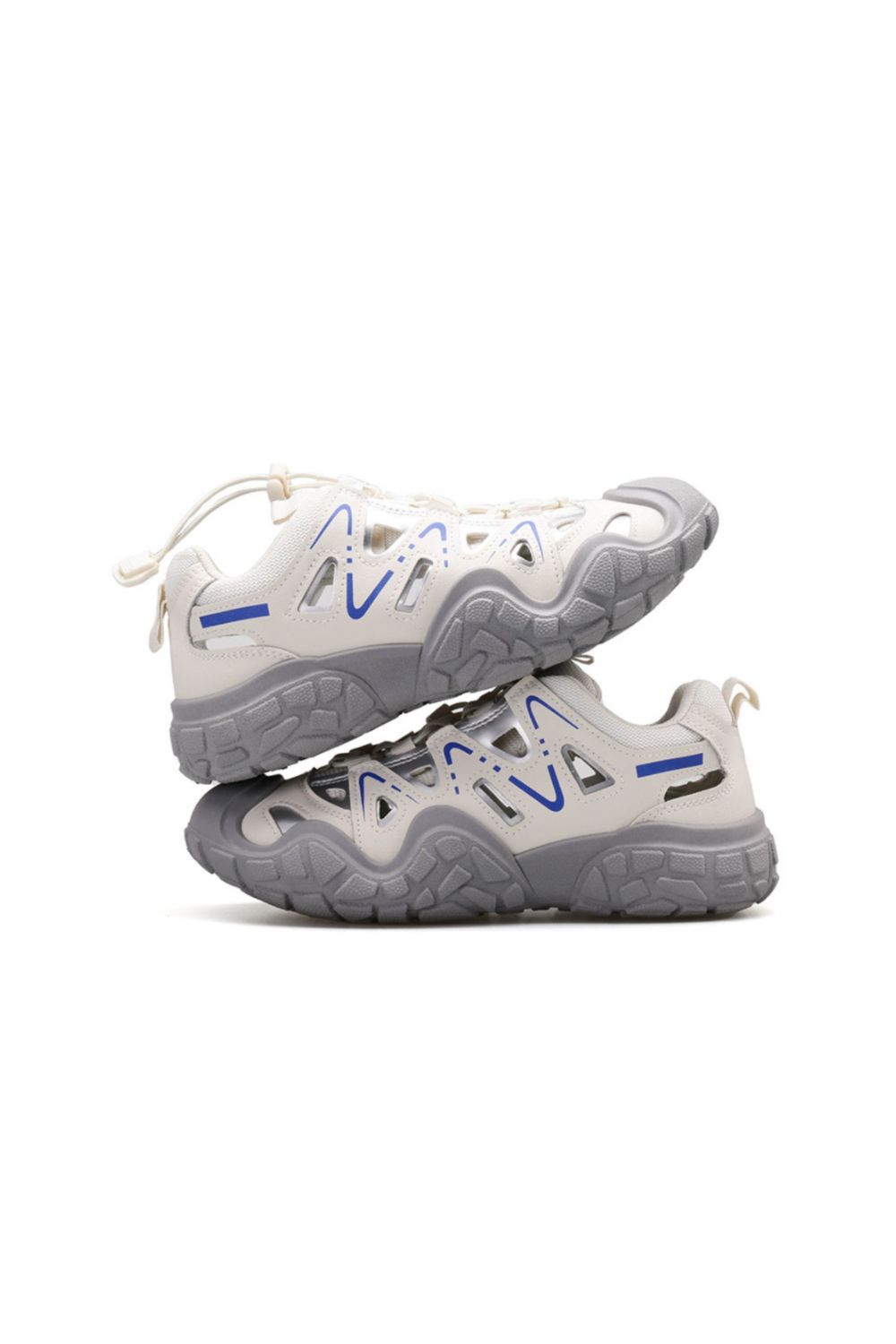 Elastic Lock Laces Round Toe Platform Contrast Athletic