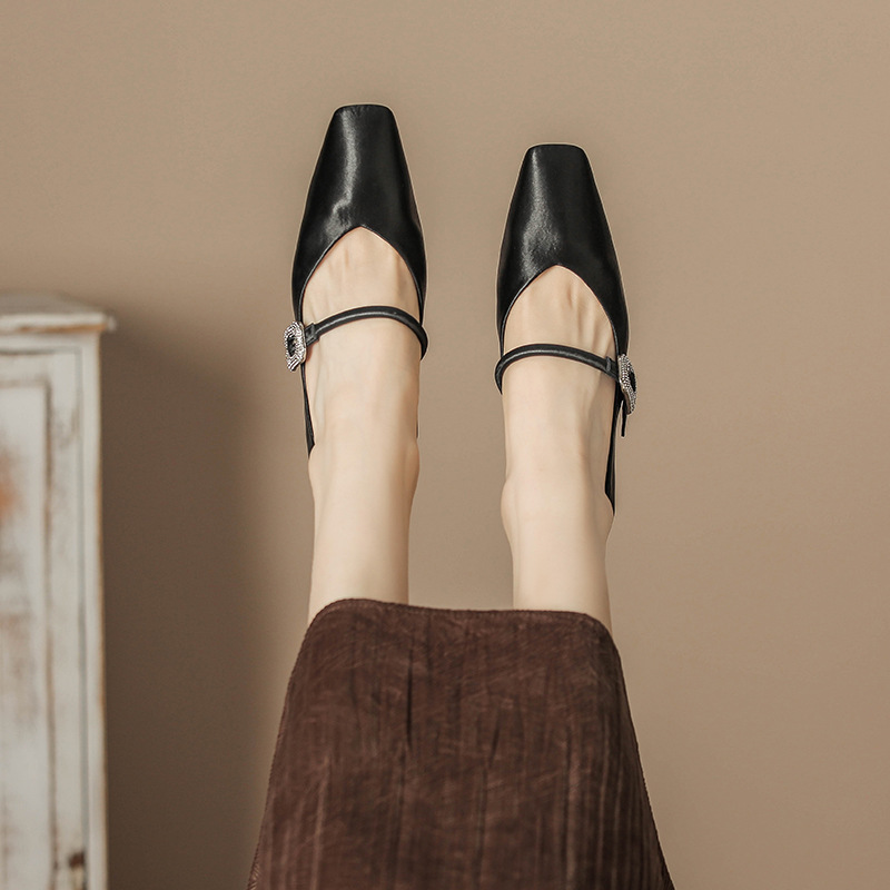 Square Toe Block Heel Pumps