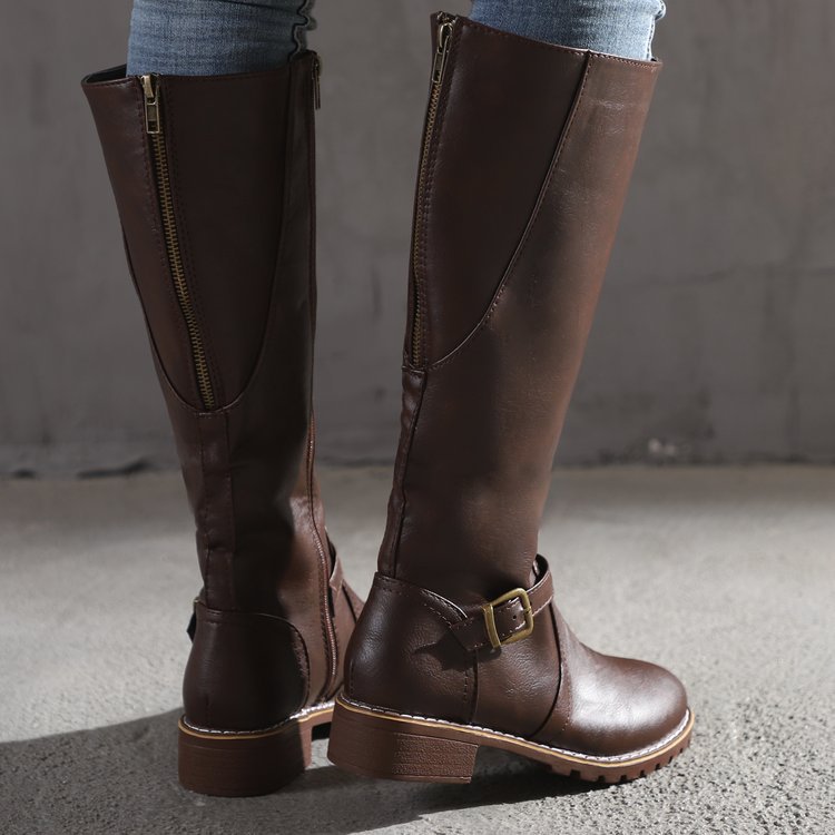 Round Toe Block Heels Boots