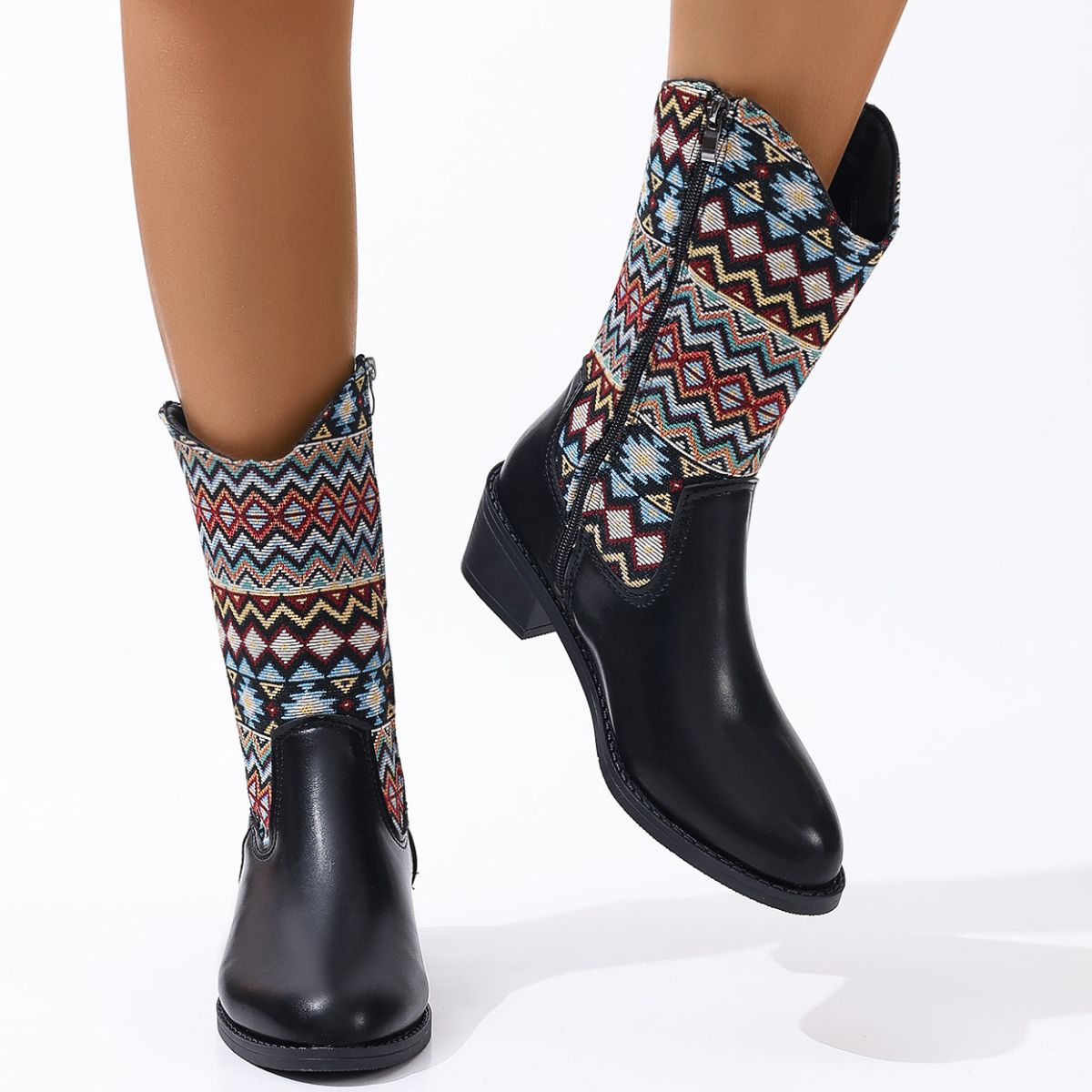 Point Toe Block Heels Boots