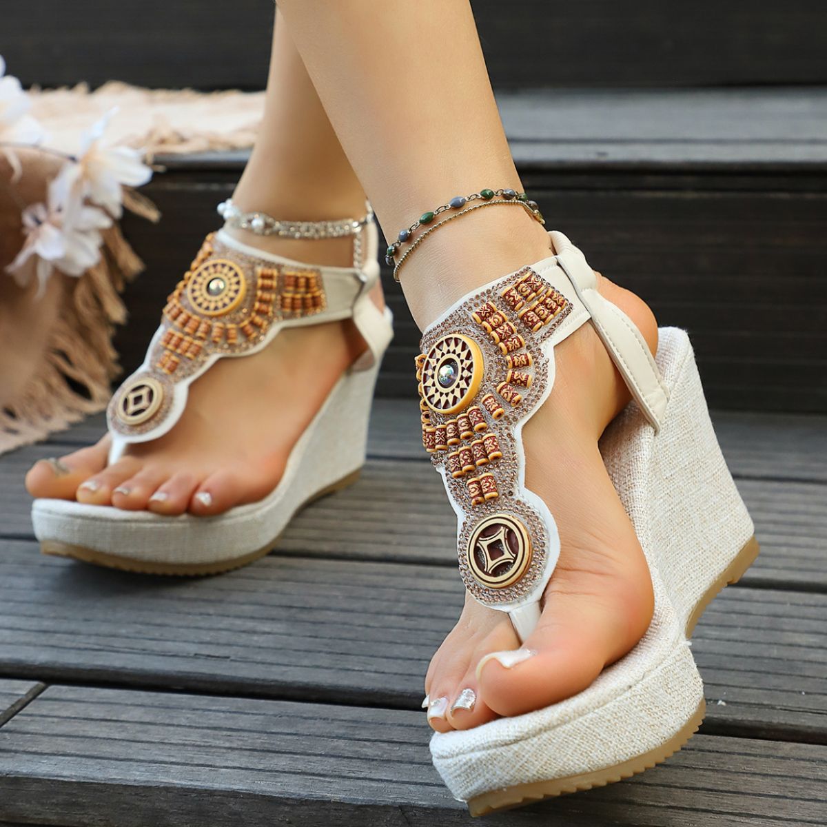Toe Post Wedge Sandals