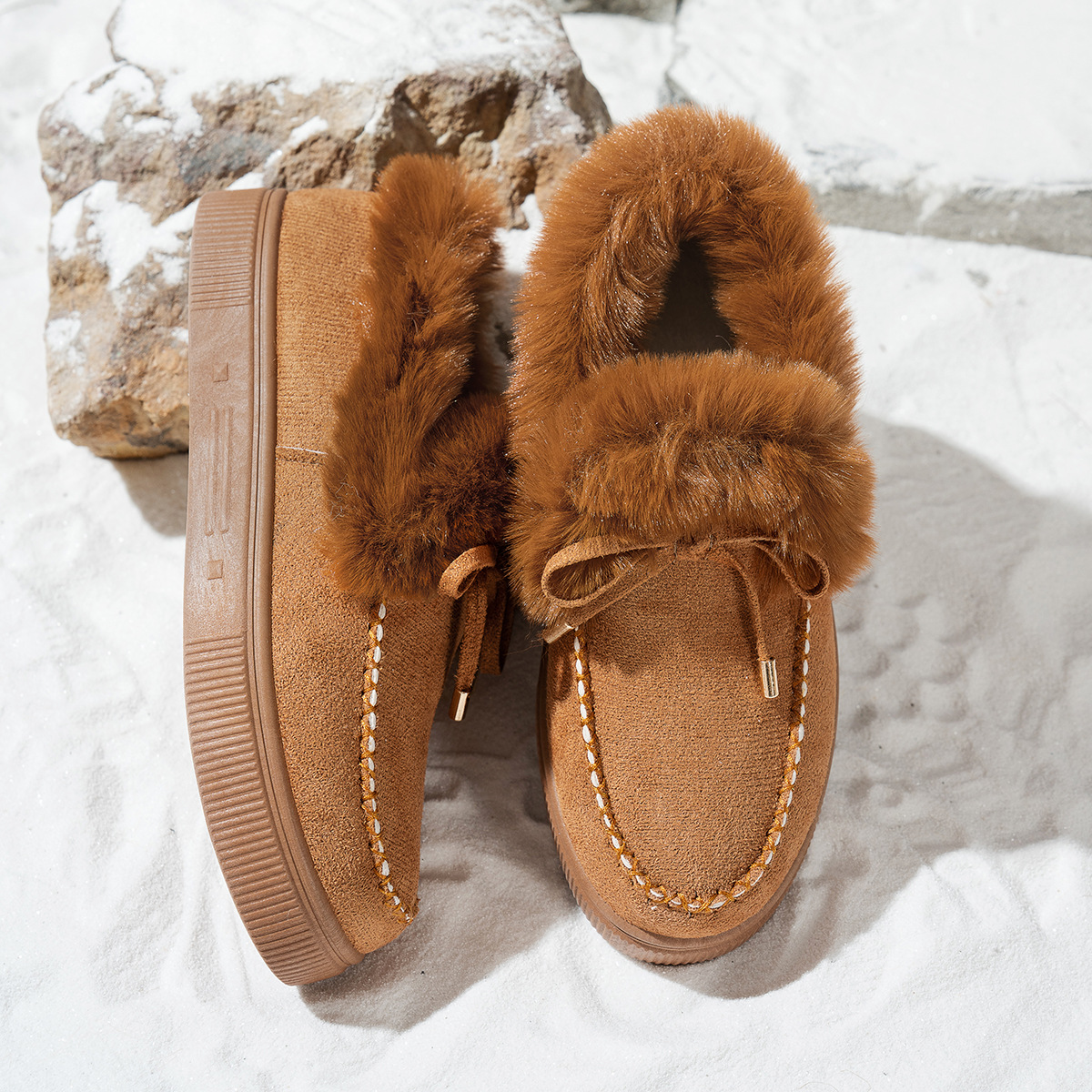 Fuzzy Round Toe Slip-Ons