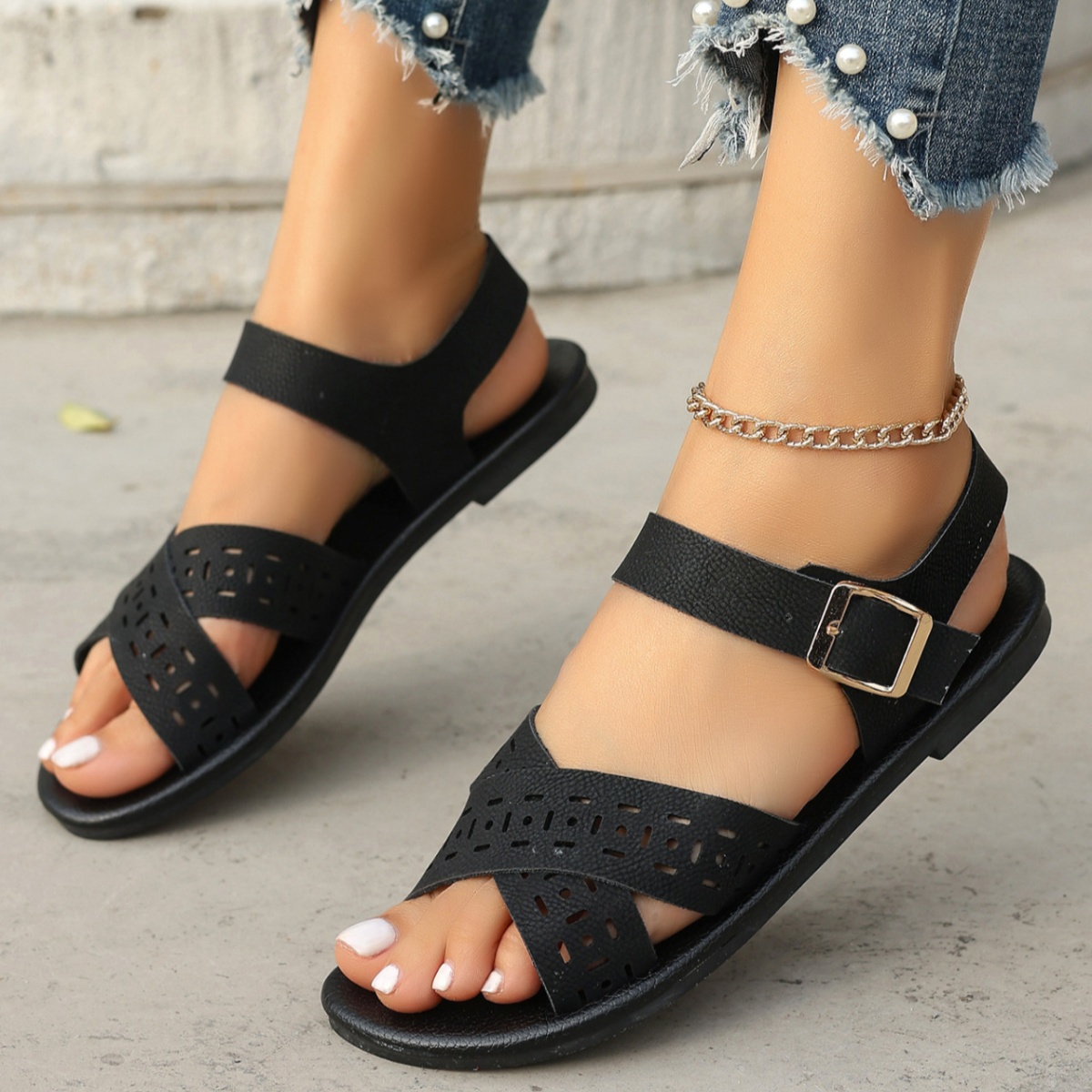 Crisscross Ankle Strap Sandals