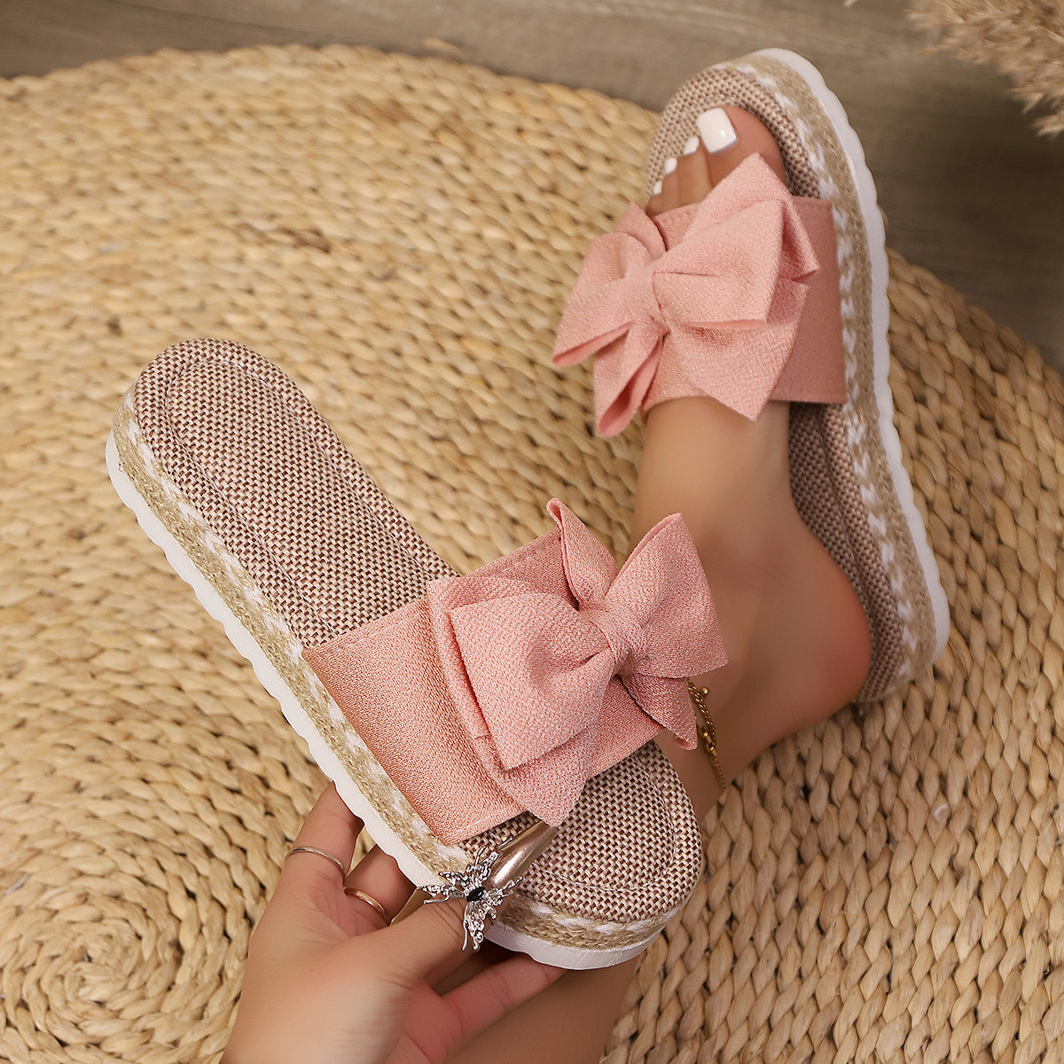 Bow Open Toe Platform Sandals