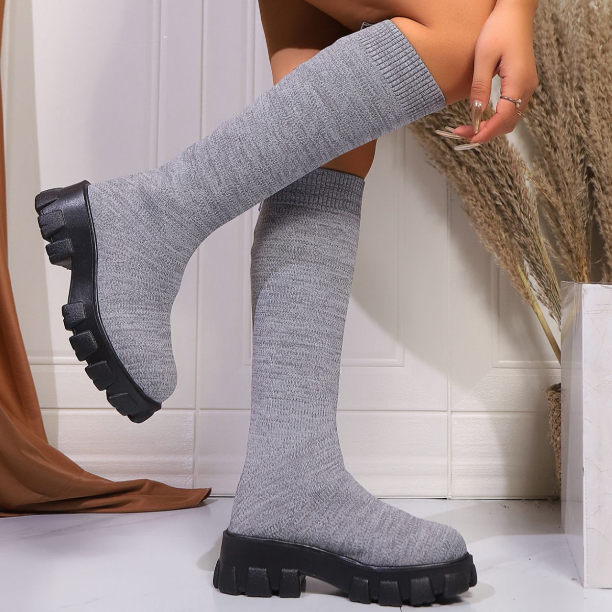 Chunky Platform Knee High Boots