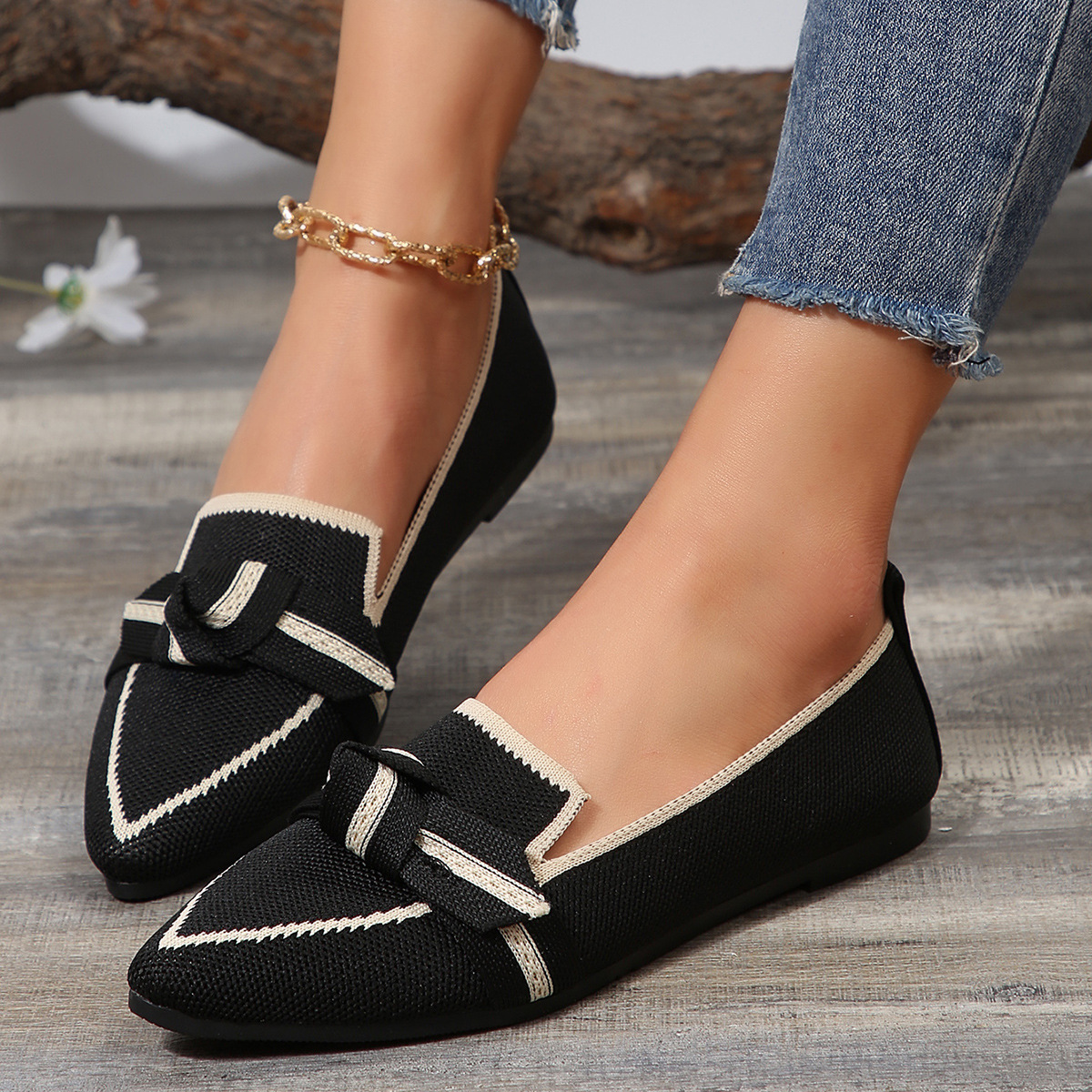 Point Toe Mesh Flat Slip-Ons