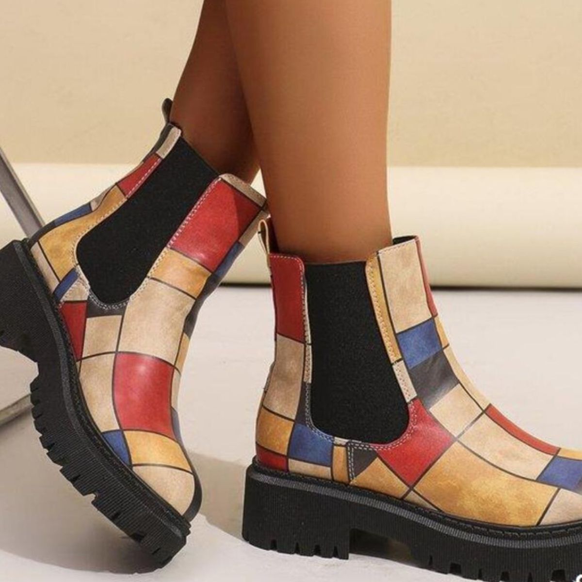 Round Toe Chunky Heel Ankle Boots